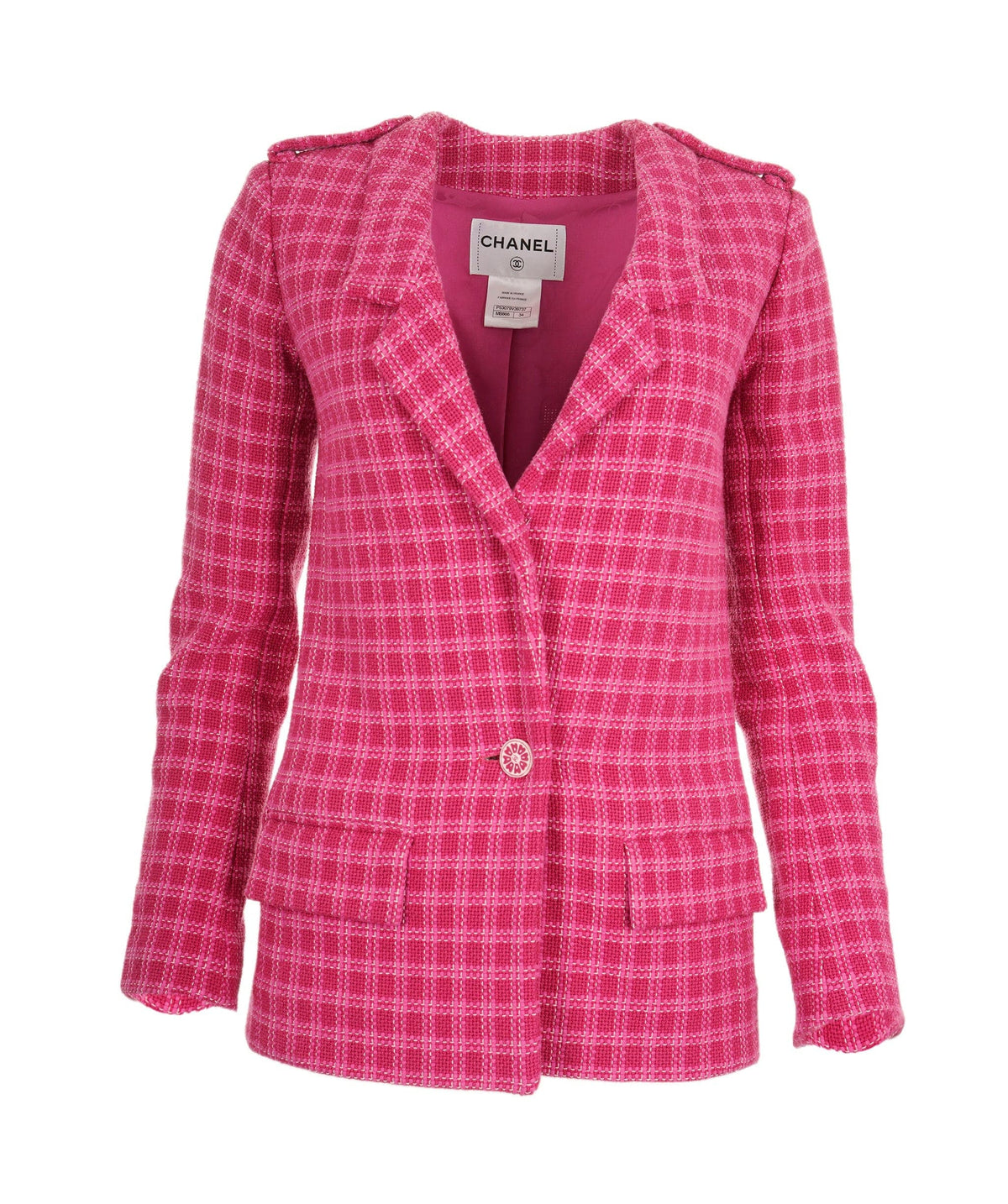 Chanel blazer jacket cotton pink Paris Seoul 2016 FR34 AVC1438