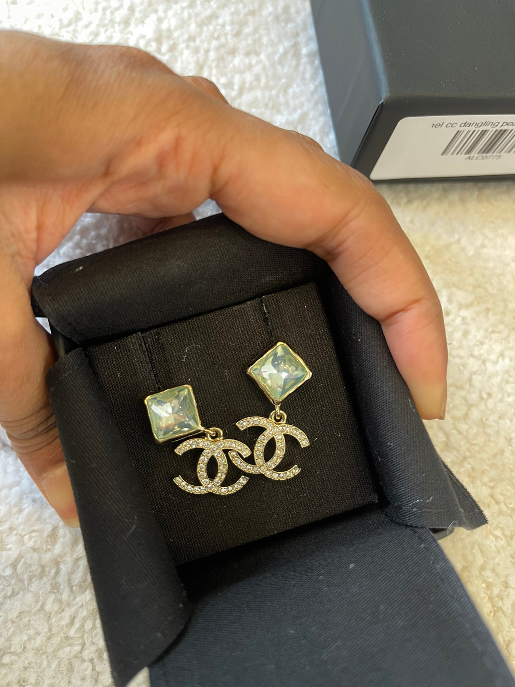 Vintage CHANEL earrings with square and rhombus shape and faux