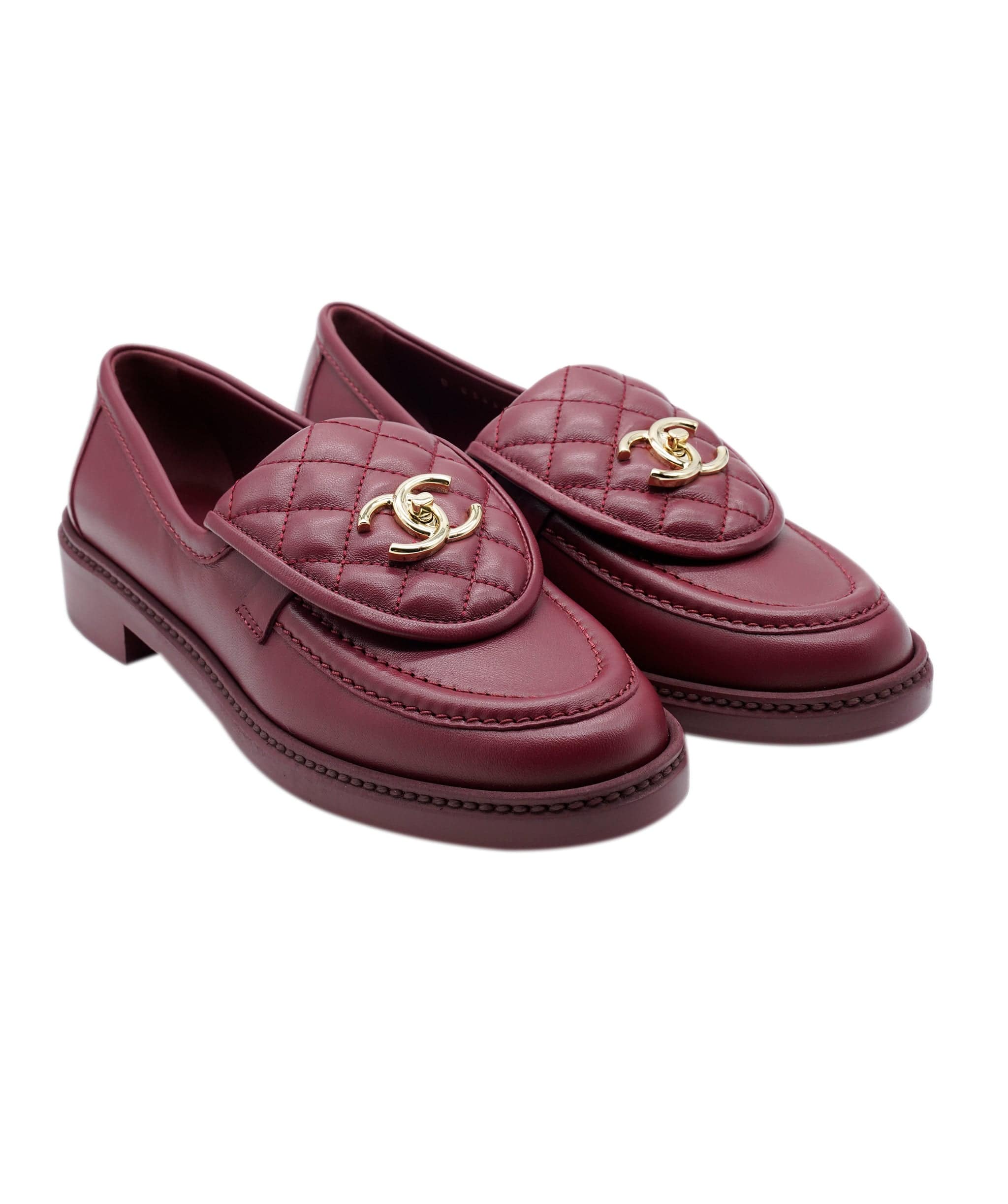 Chanel Chanel burgundy loafers size 38 - AJC0273