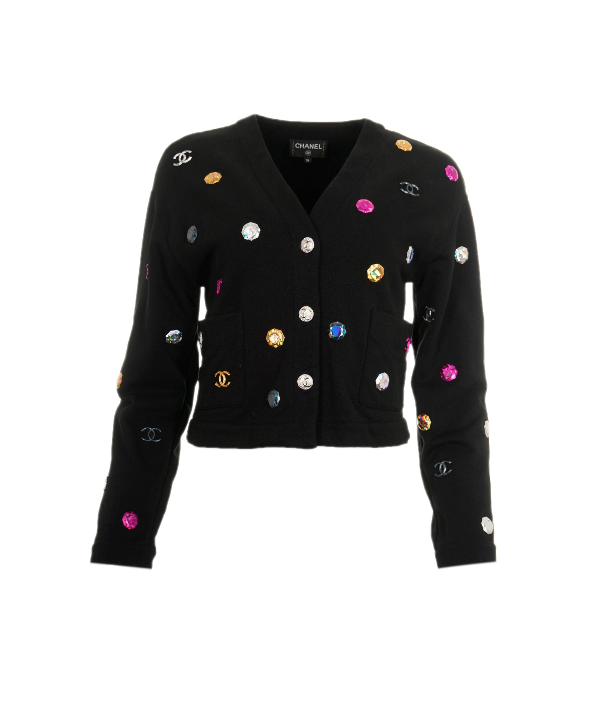 Chanel Cardigan Black with multicolored patch FR36 P71493K10289 AVC1849