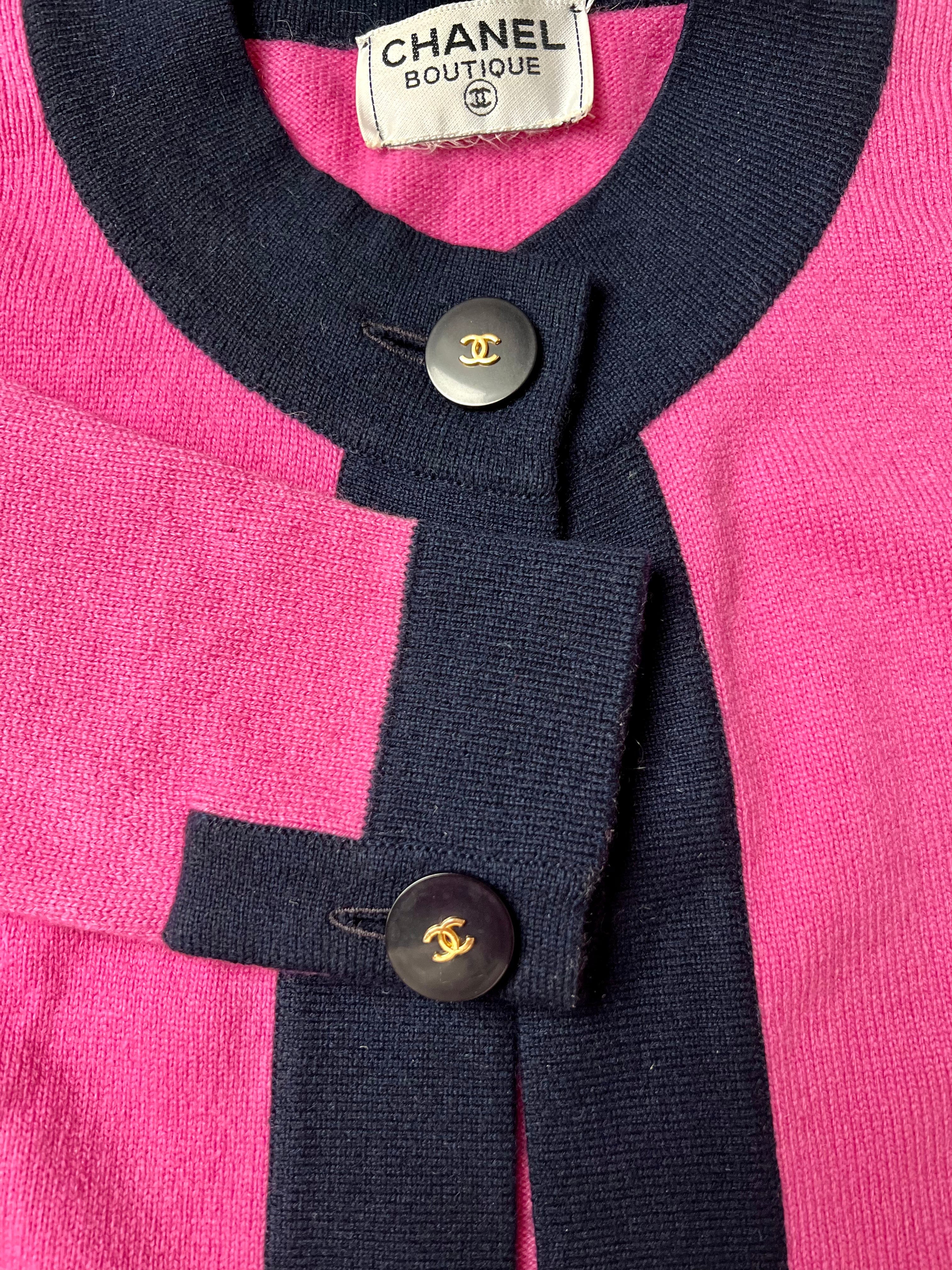 Chanel Chanel Cashmere Cardigan Pink/Navy ASL8852