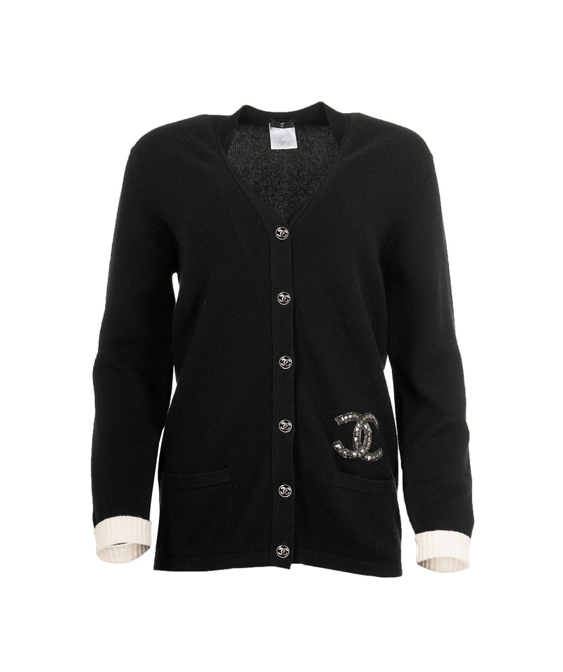 Chanel hot sale black cardigan