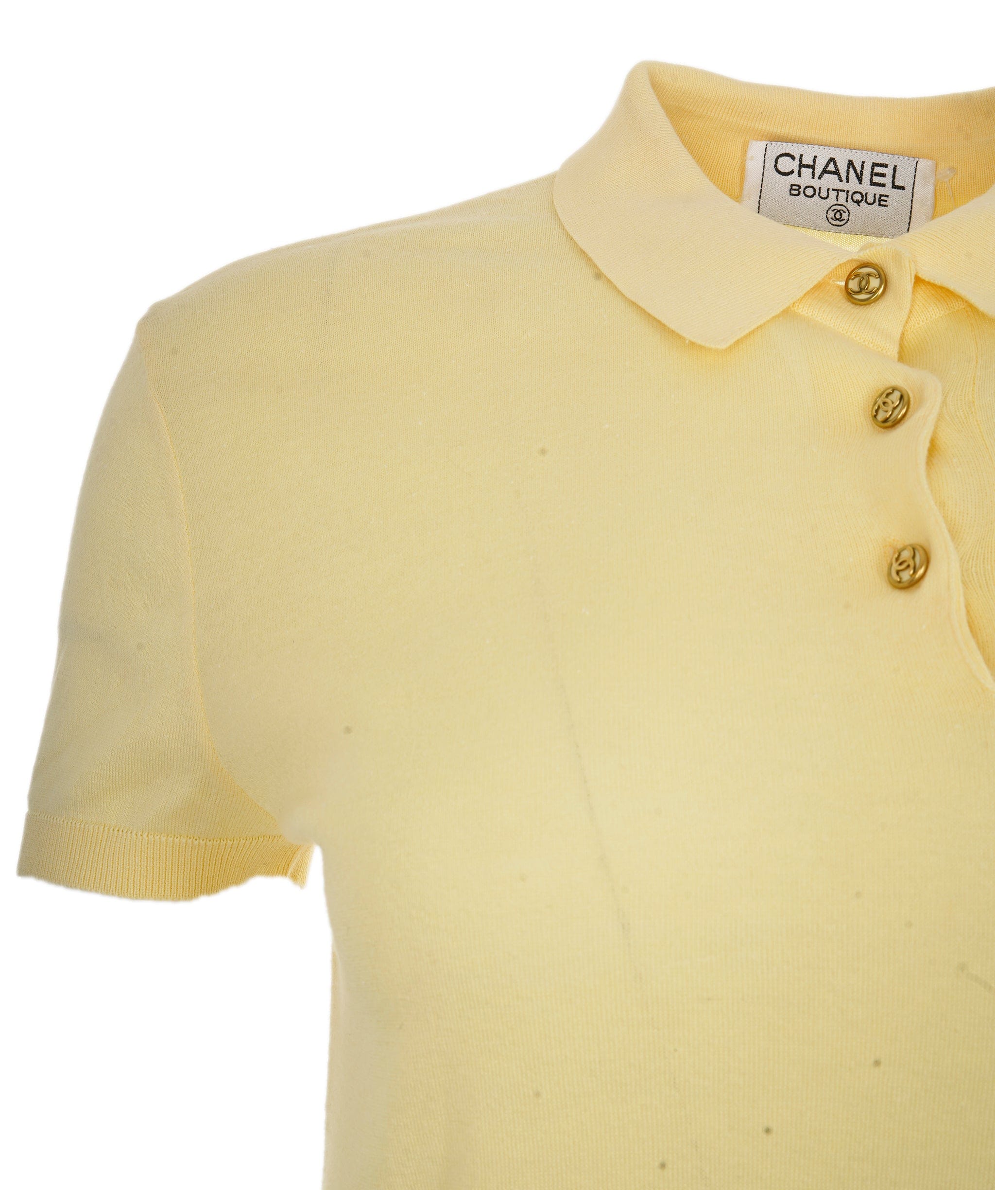 Chanel Chanel CC Button Polo Top Yellow ASL7991