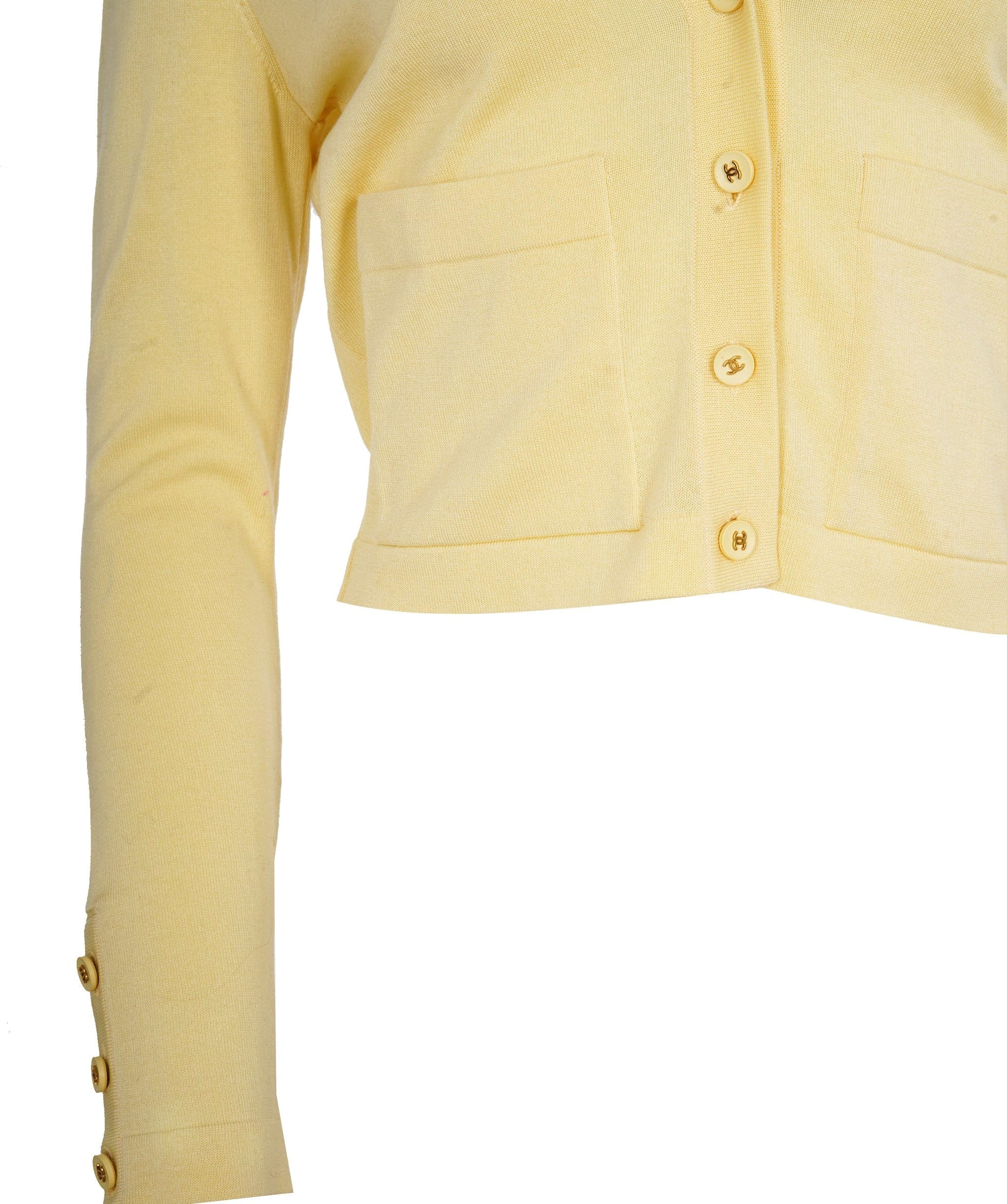 Chanel Chanel CC Buttons Cropped Cardigan Yellow ASL9537