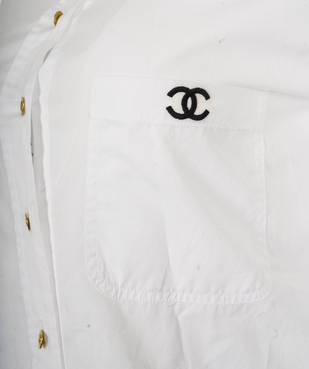 Chanel CC Pocket Button Down Shirt White ASL9547