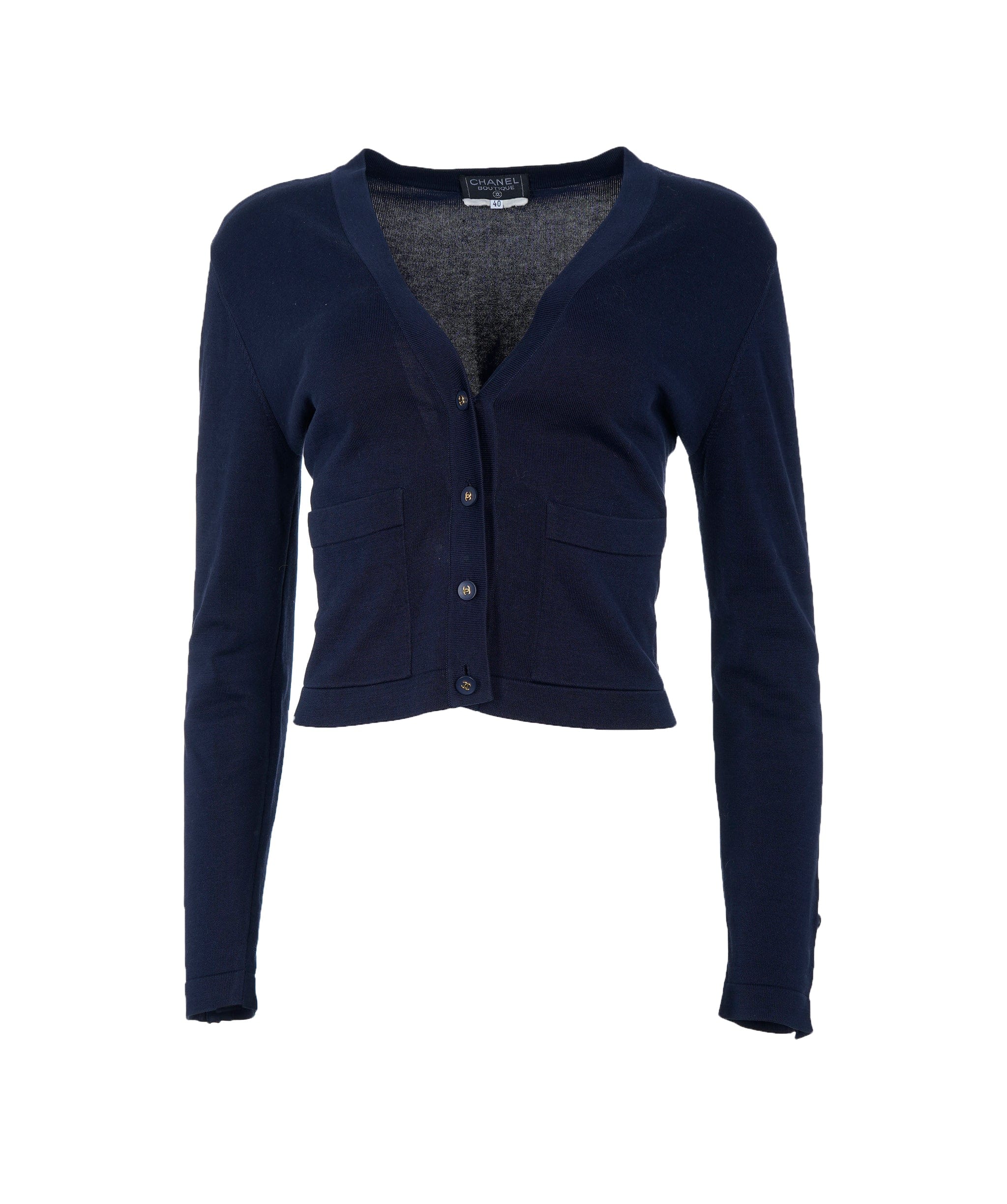 Chanel Chanel Cropped Cardigan Navy ASL9175