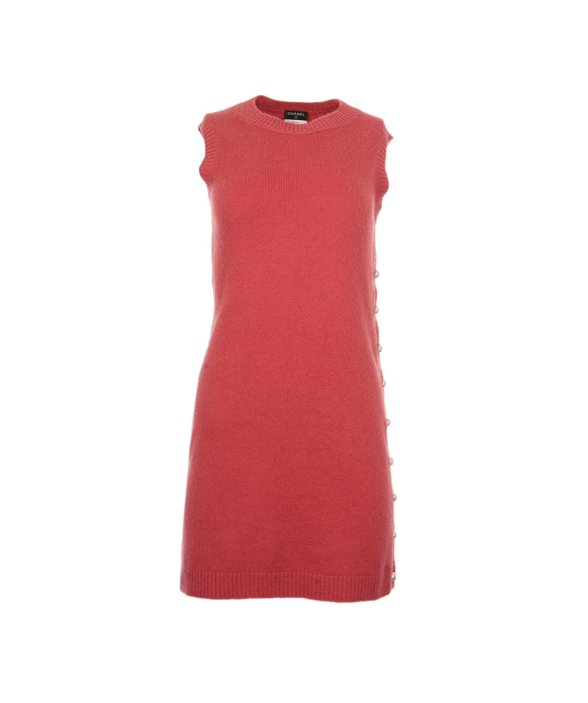 Chanel Chanel Dress Sleeveless knitted pink with pearl buttons FR34 - AVC1238