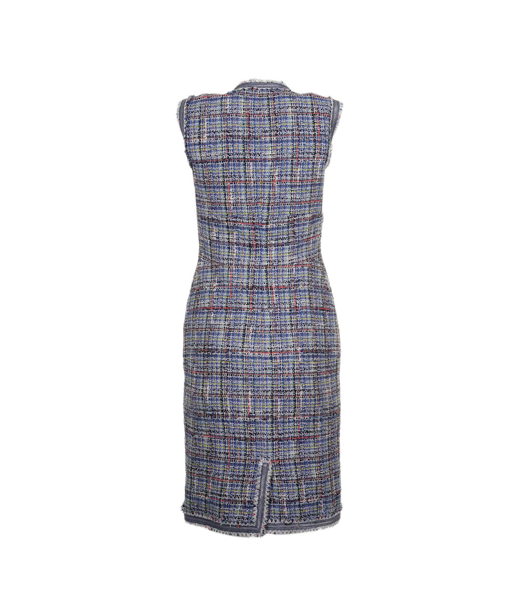 Tweed mid-length dress Chanel Blue size 36 FR in Tweed - 37850255