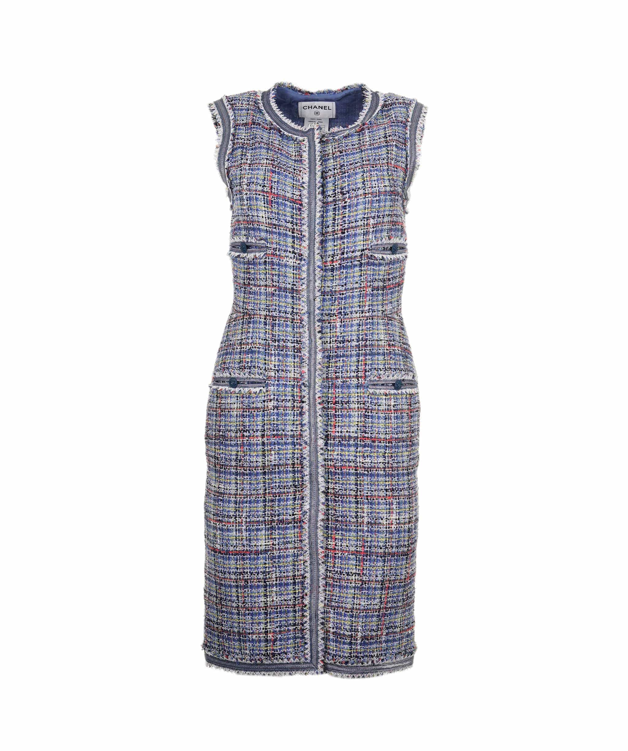 Chanel Chanel Dress tweed blue SS09 FR36  AVC1255