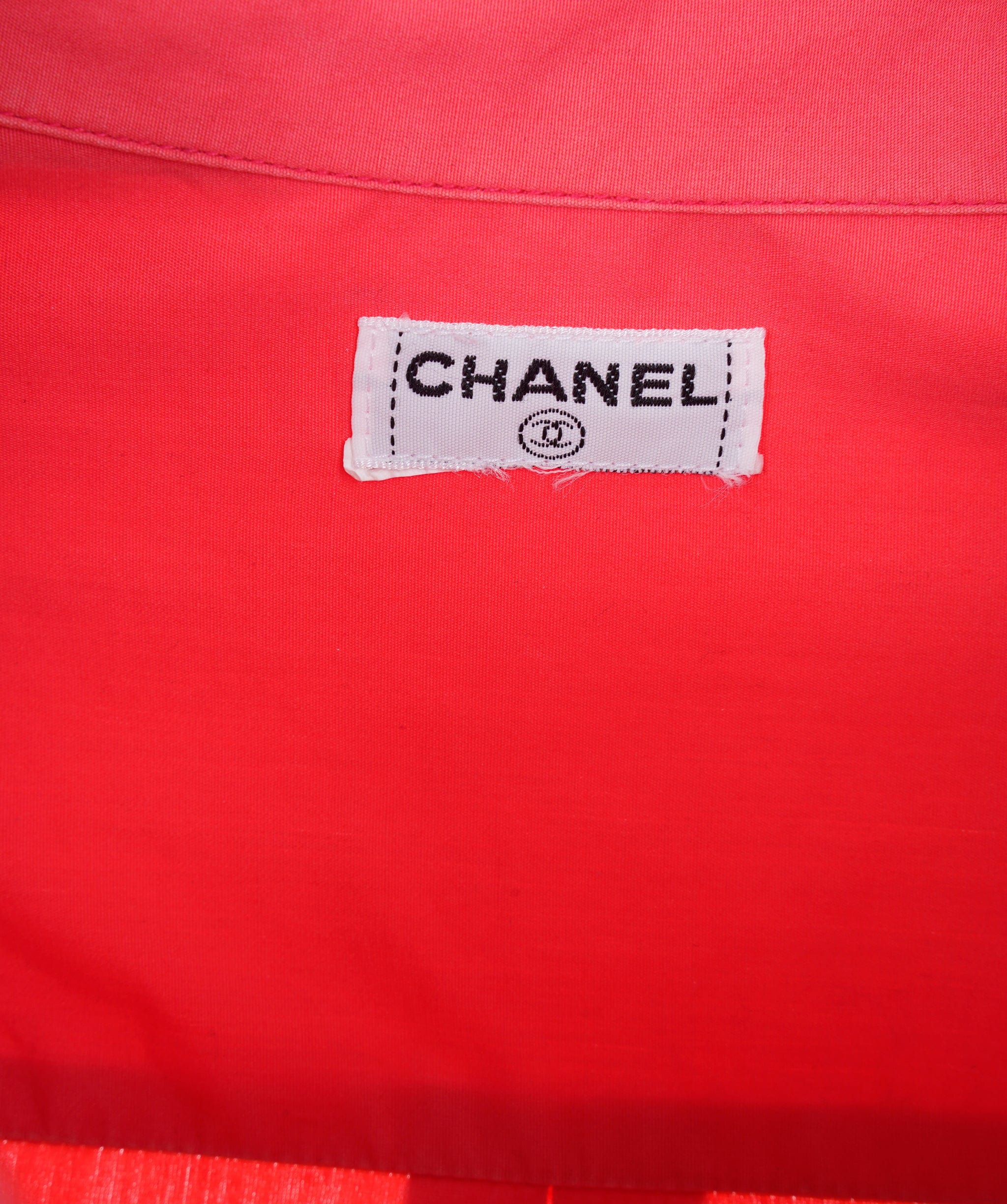 Chanel Chanel Gold CC Buttons Shirt Orange Red ASL5165