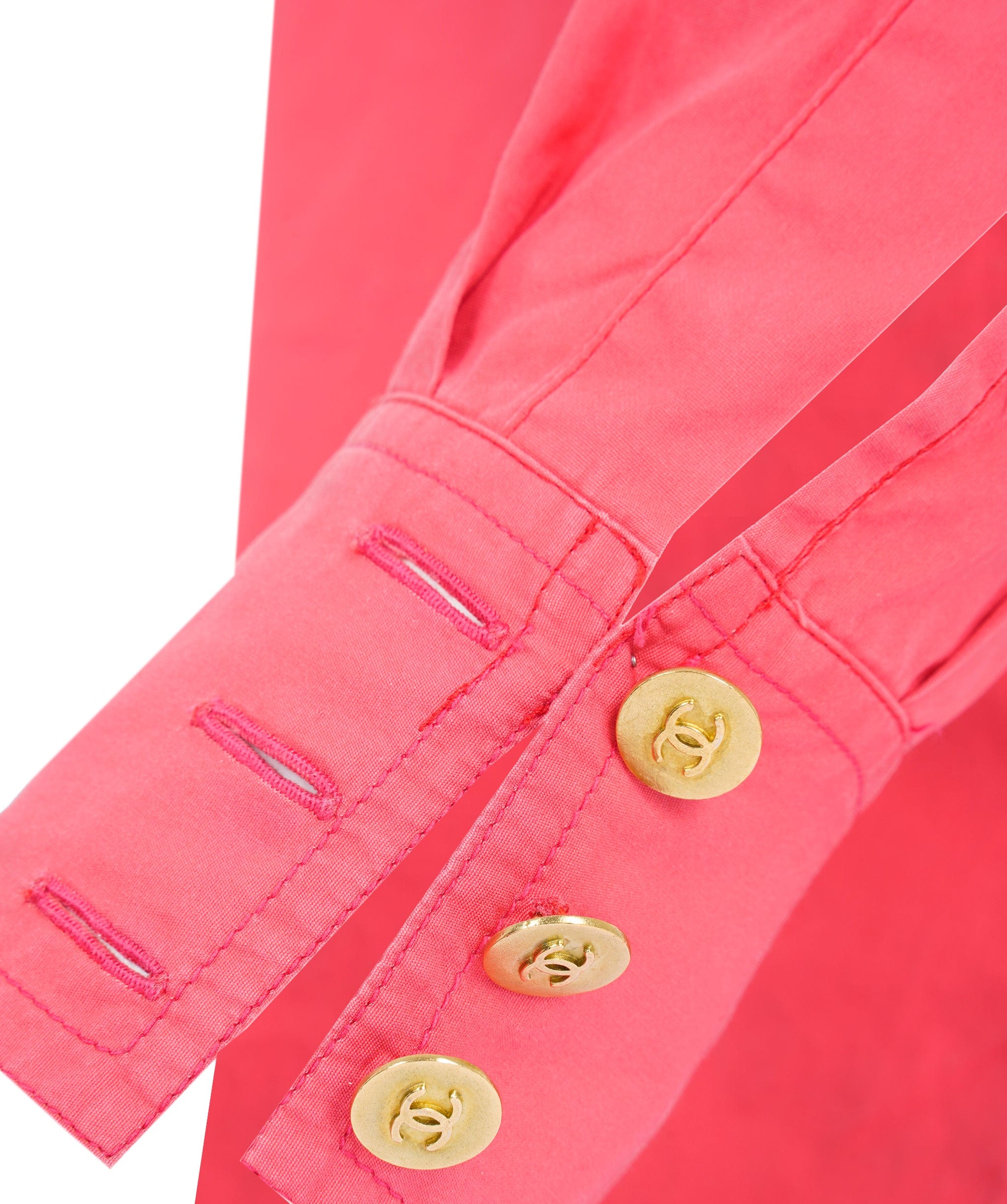 Chanel Chanel Gold CC Buttons Shirt Orange Red ASL5165
