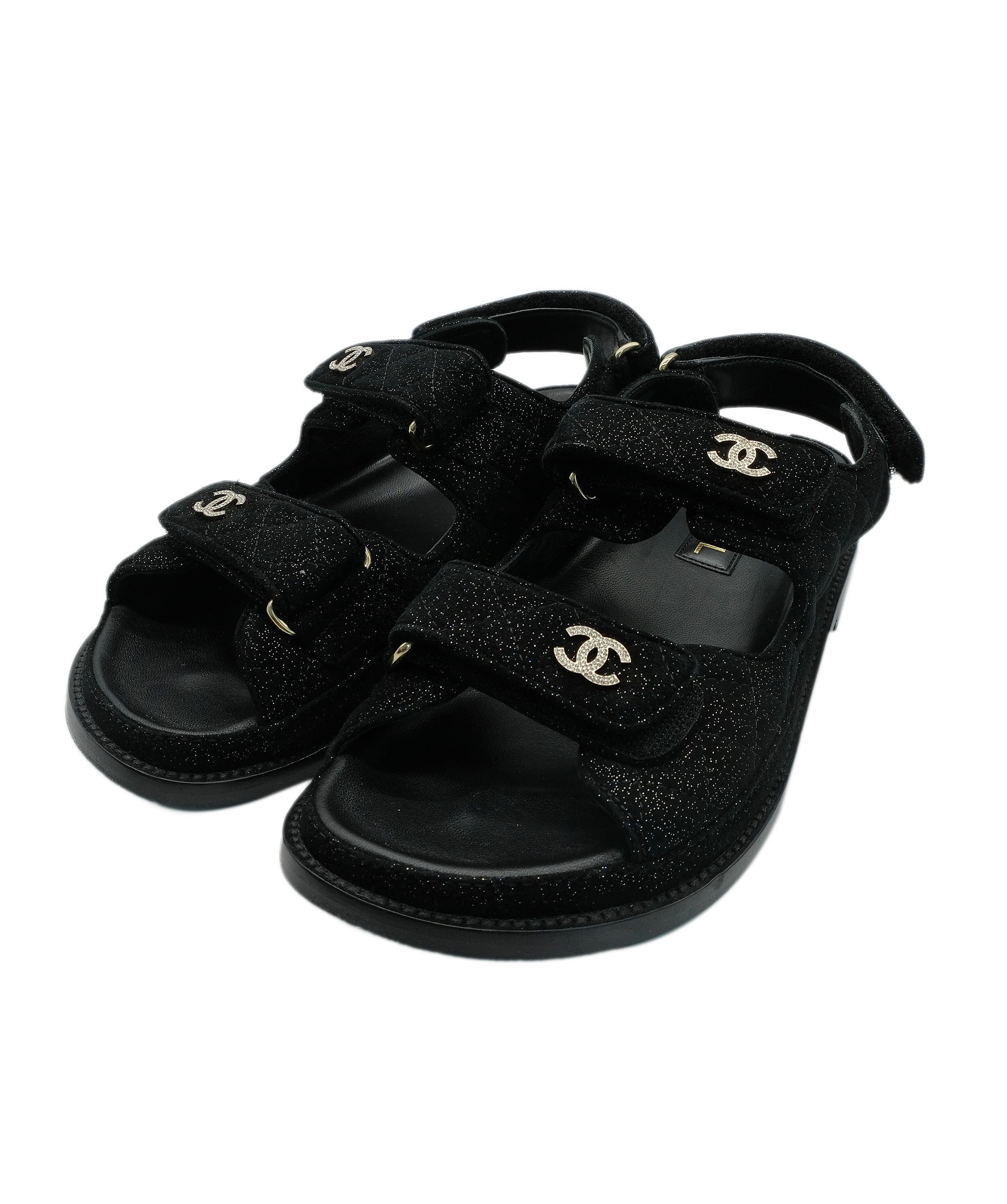 Chanel Chanel Grandad Black Sandals 37.5 RJC2500