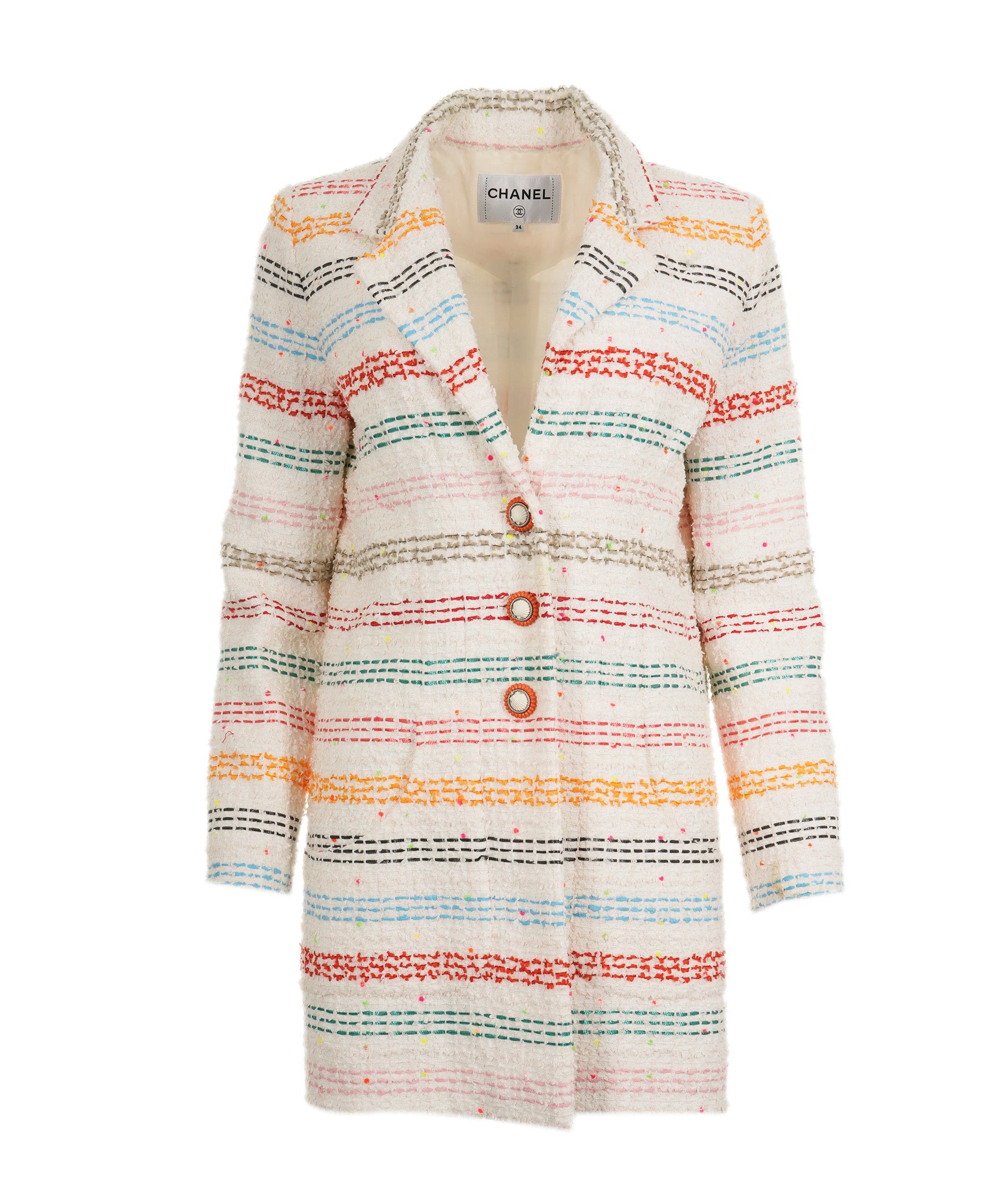 Chanel Chanel Jacket coat white with multicolor stripes 19P  AVC1843