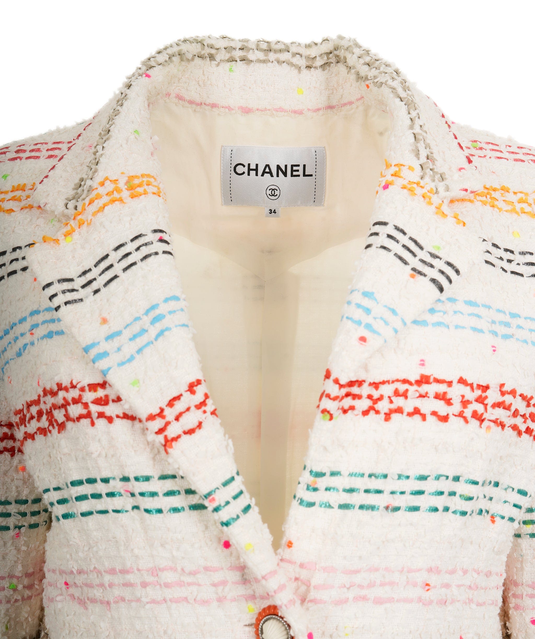 Chanel Chanel Jacket coat white with multicolor stripes 19P  AVC1843