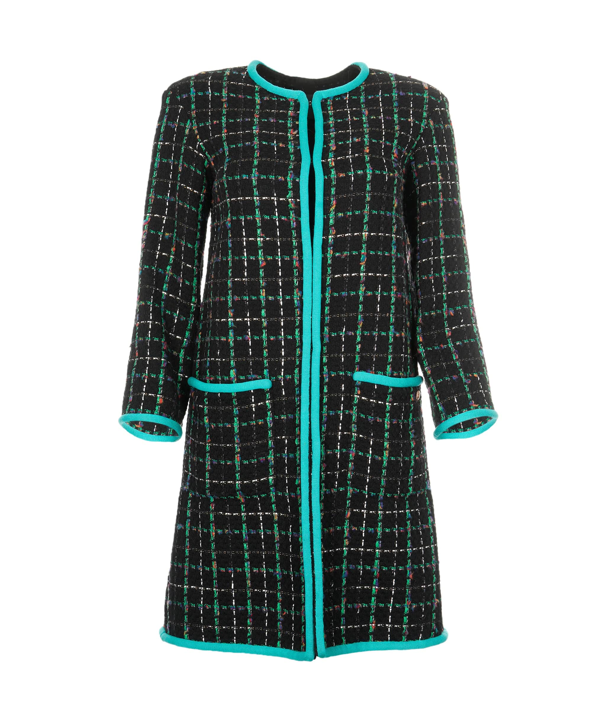 Chanel Chanel Jacket long tweed black and green  AVC1261