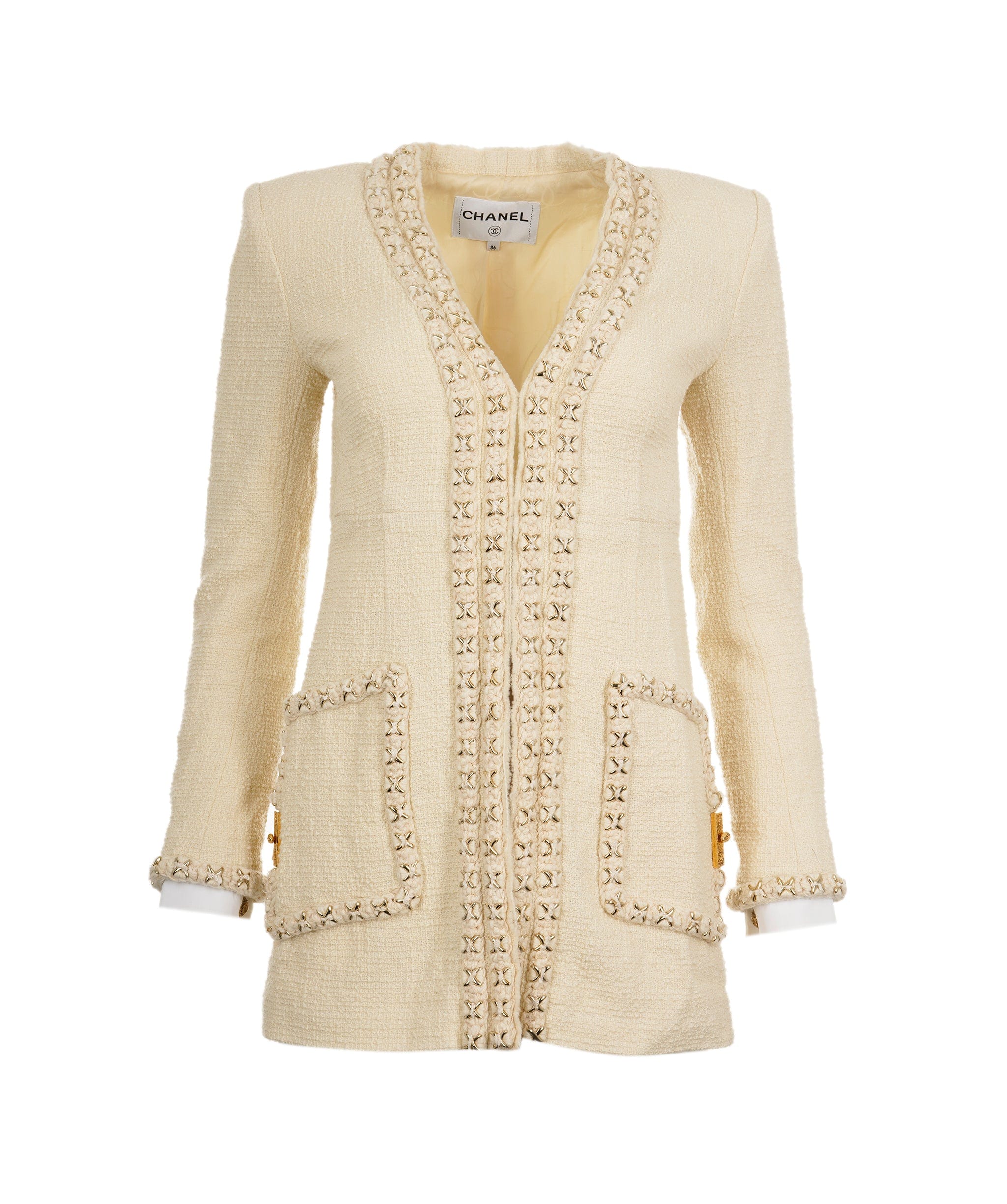 Chanel Chanel jacket tweed cream Ritz Metiers d'art collection FR36 AVC1447