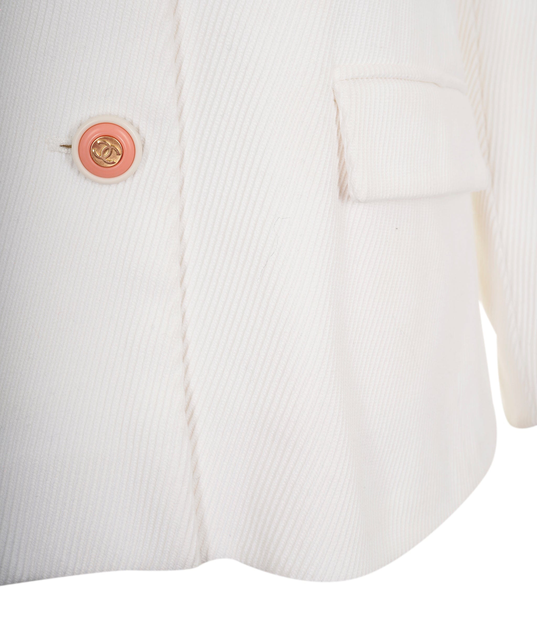 Chanel Chanel jacket white with pink and gold cc buttons AVC1308