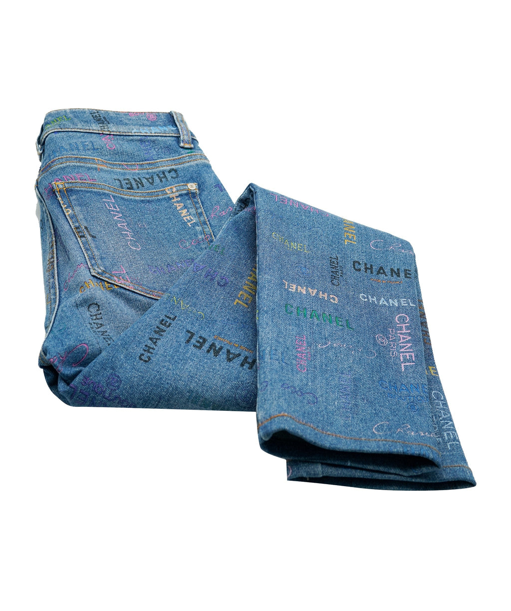 Chanel Jeans blue denim multicolored logo SS 2022 AVC1857 – LuxuryPromise