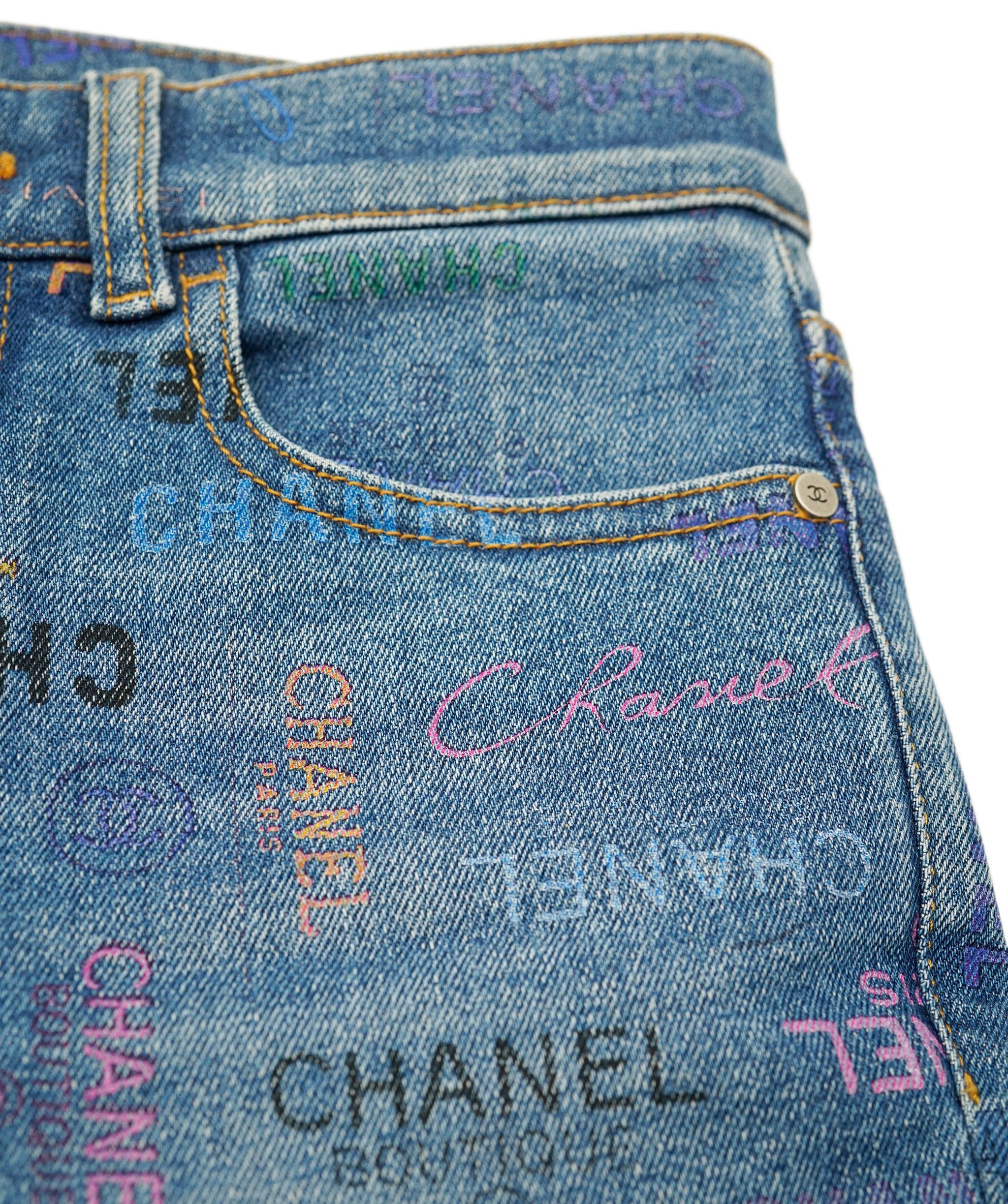 Chanel Chanel Jeans blue denim multicolored logo SS 2022 AVC1857