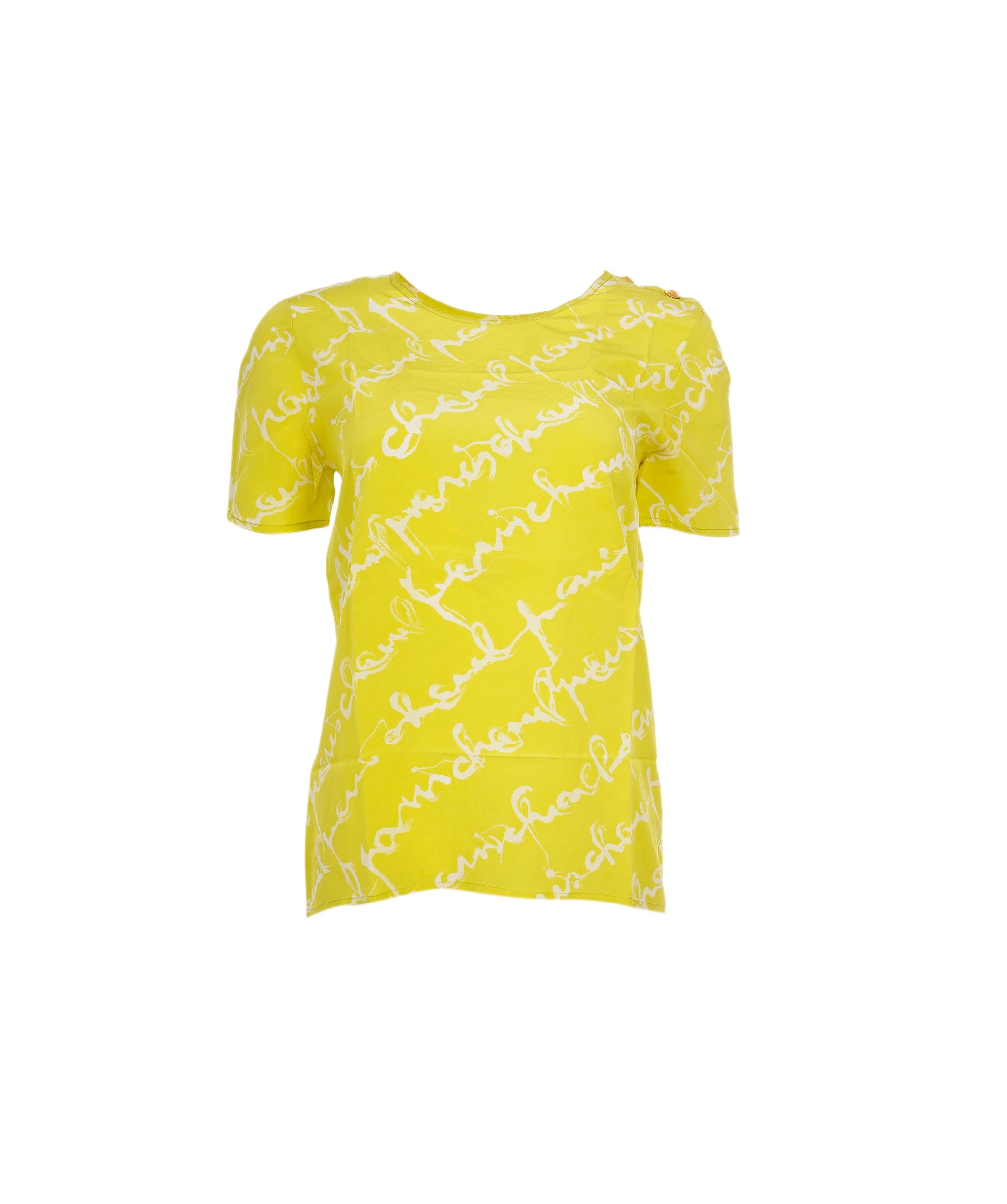 Chanel Chanel Logo Silk Top Yellow ASL8258