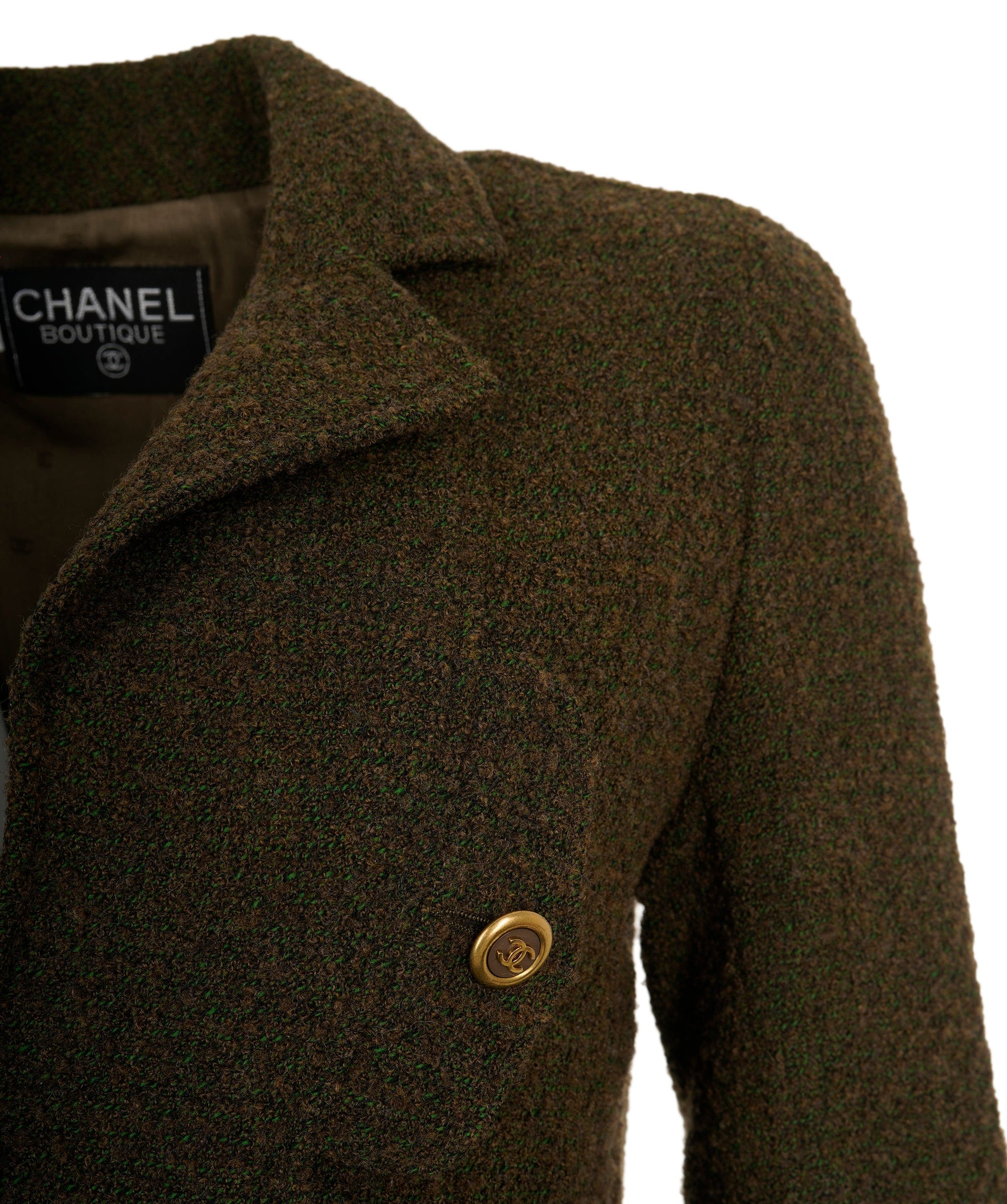 Chanel Chanel Long Jacket & Dress Set Green ASL9632