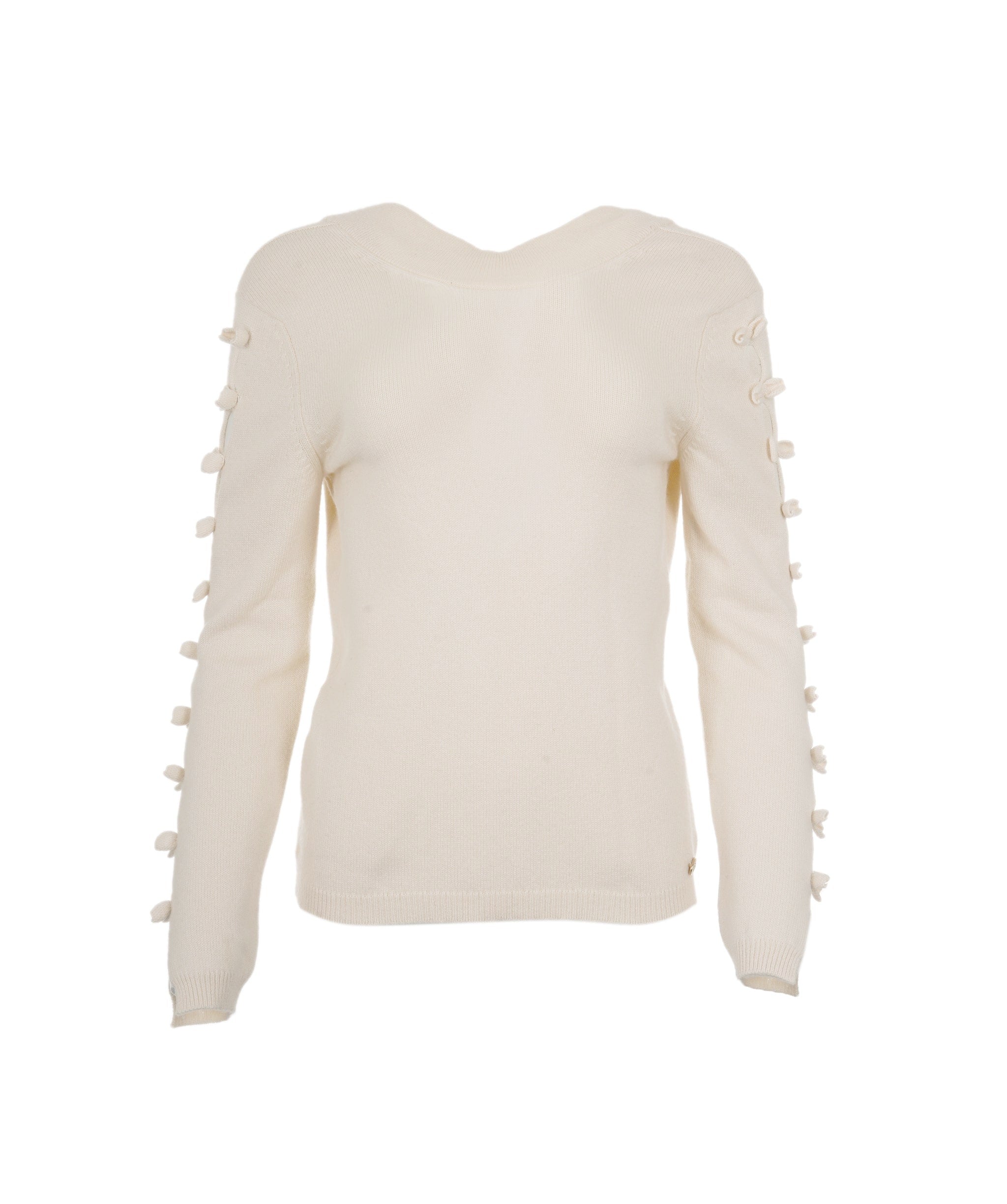 Chanel Chanel Off White Cashmere Sweater with bows FR38 - AVC1239