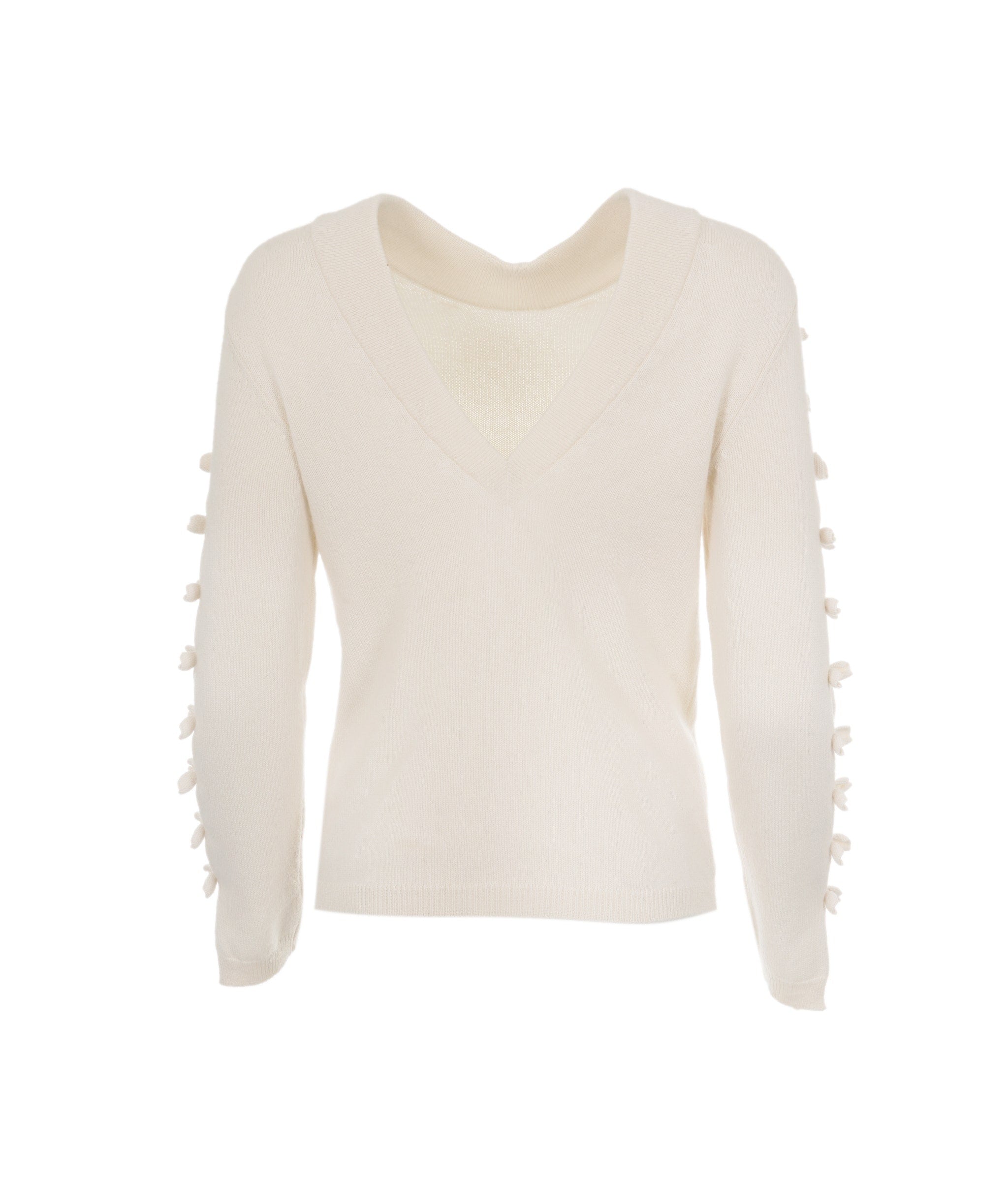 Chanel Chanel Off White Cashmere Sweater with bows FR38 - AVC1239