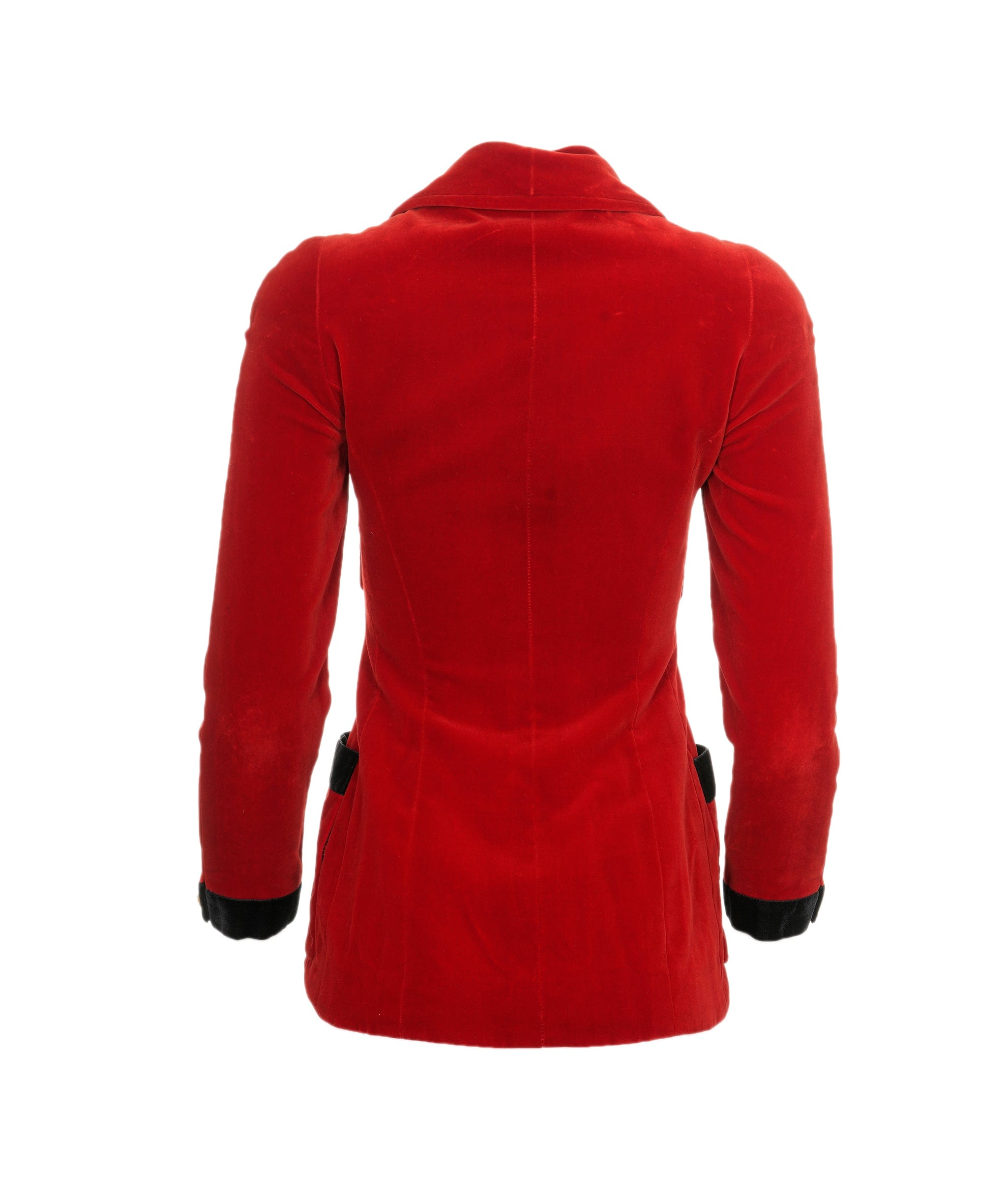 Chanel Chanel Red Velvet Black Trim Jacket ASL4541