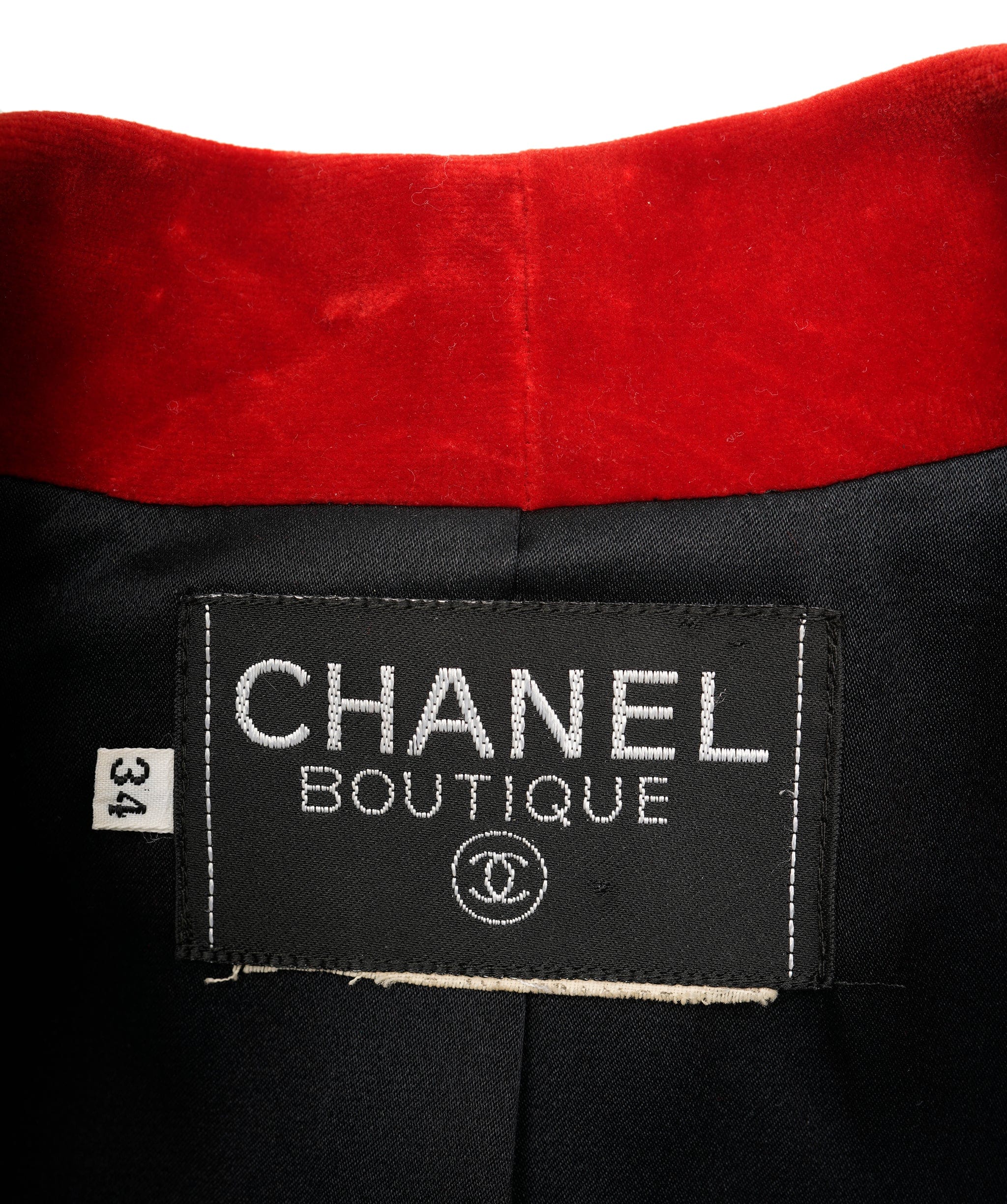 Chanel Chanel Red Velvet Black Trim Jacket ASL4541