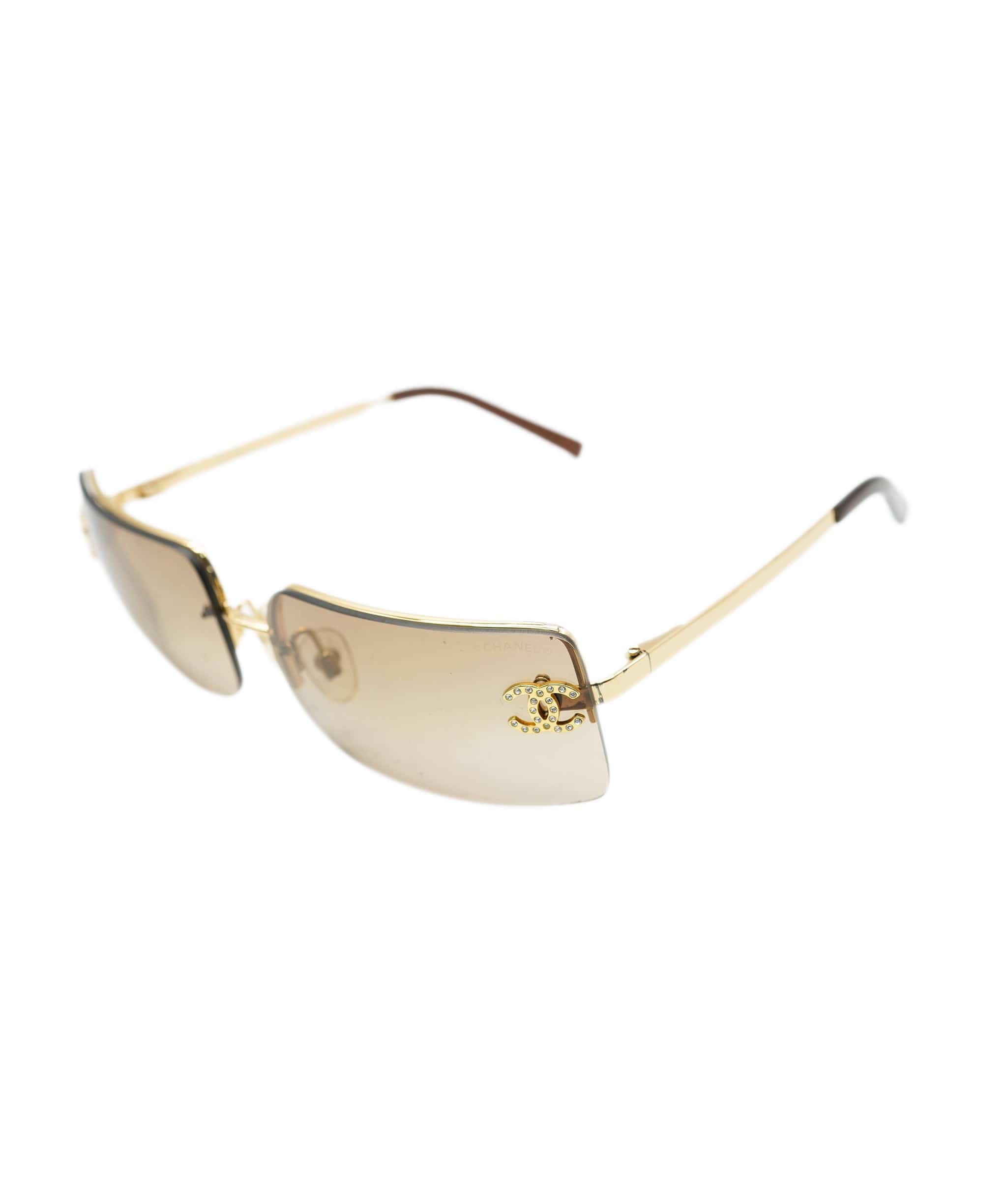 Chanel Chanel Rhinestone Sunglasses Brown