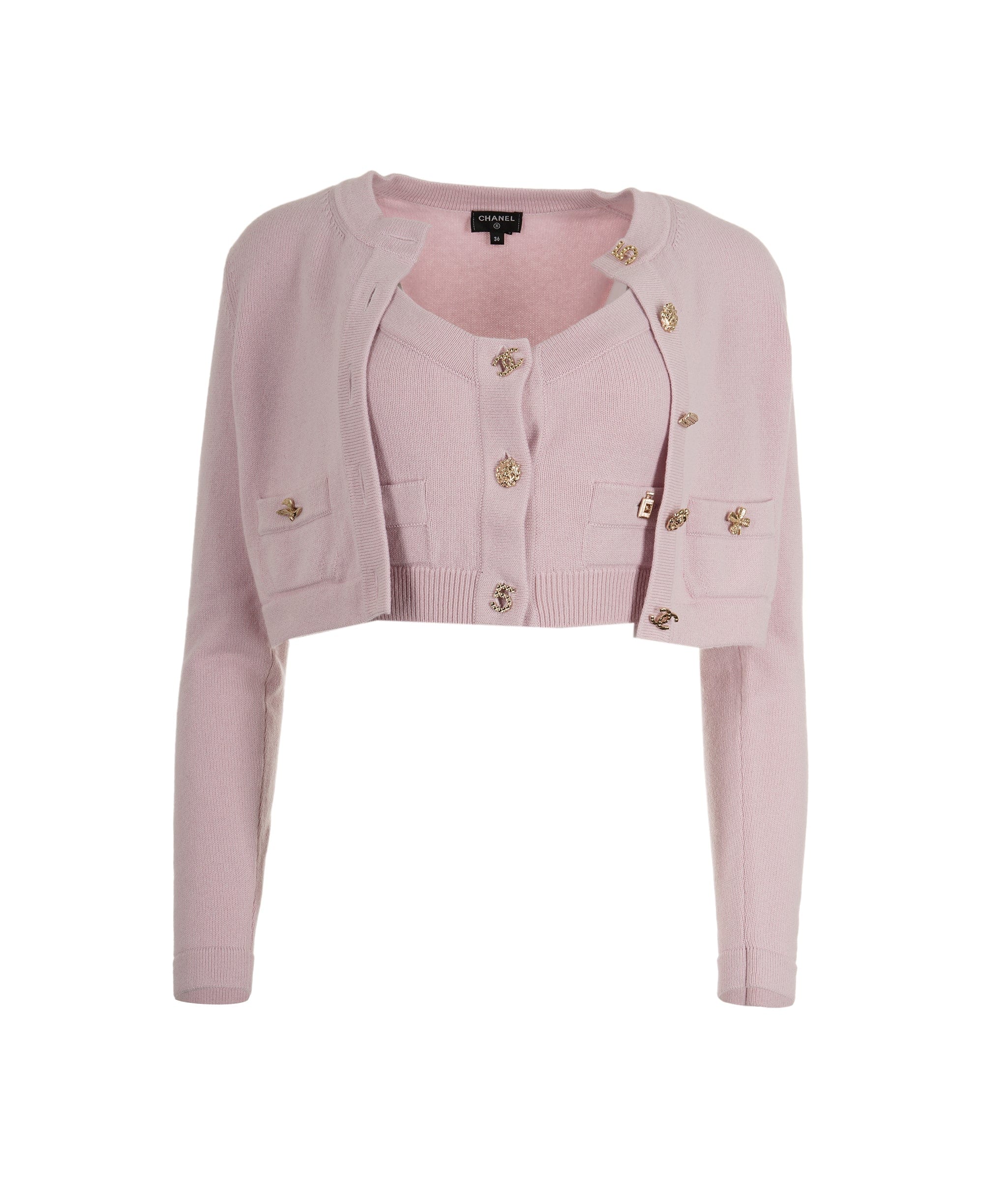 Chanel Short cardigan pink charms 22B FR36 AVC1327 LuxuryPromise