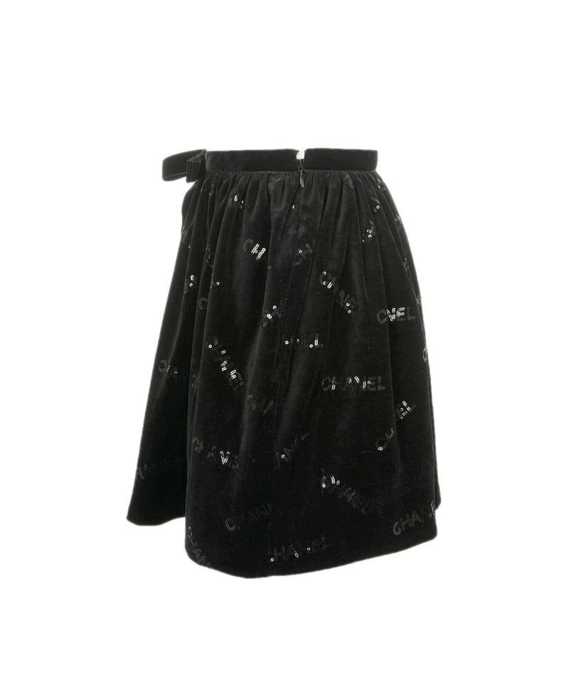 Chanel black velvet clearance skirt