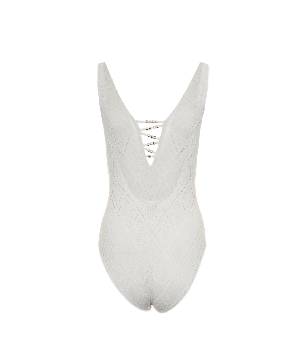 One-piece swimsuit Chanel White size 38 FR in Polyamide - 33424587