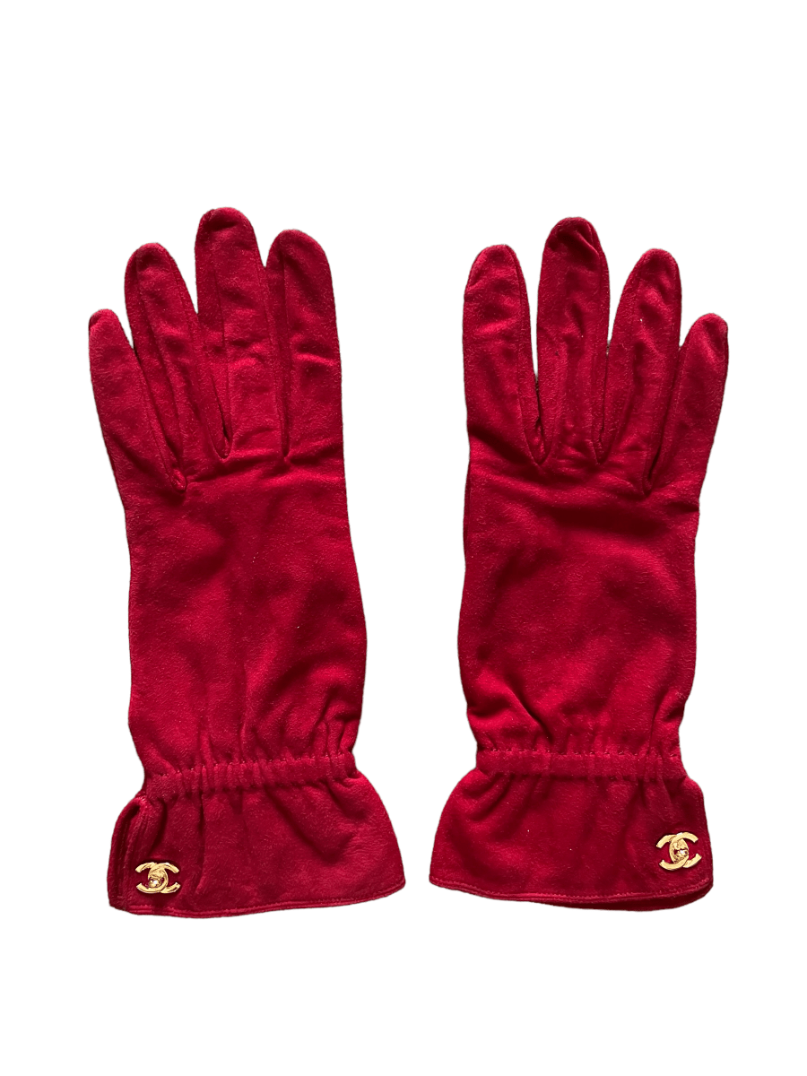 *Chanel Turnlock CC Gloves Red ASL10024