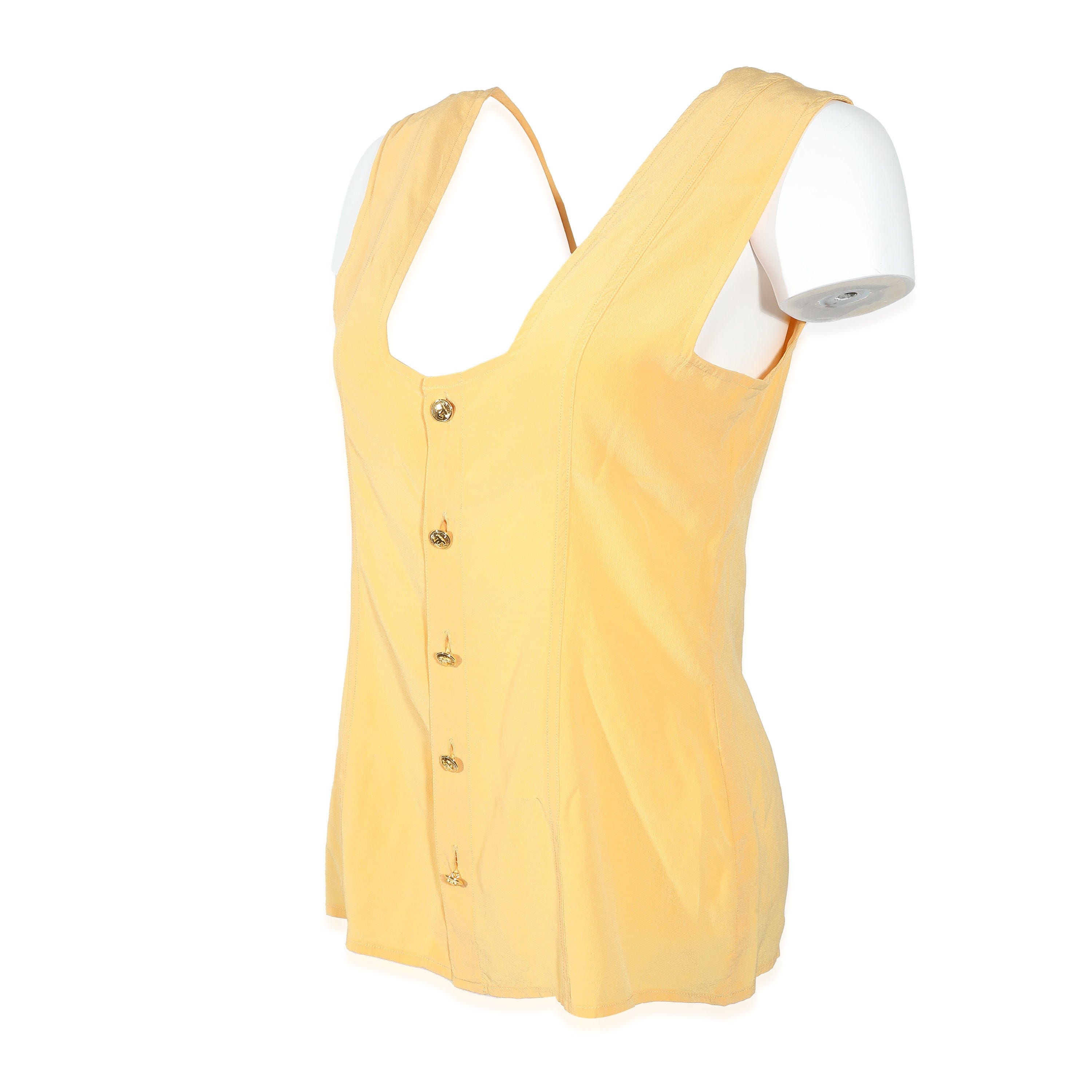 Chanel Chanel Vintage yellow silk top ASL8639