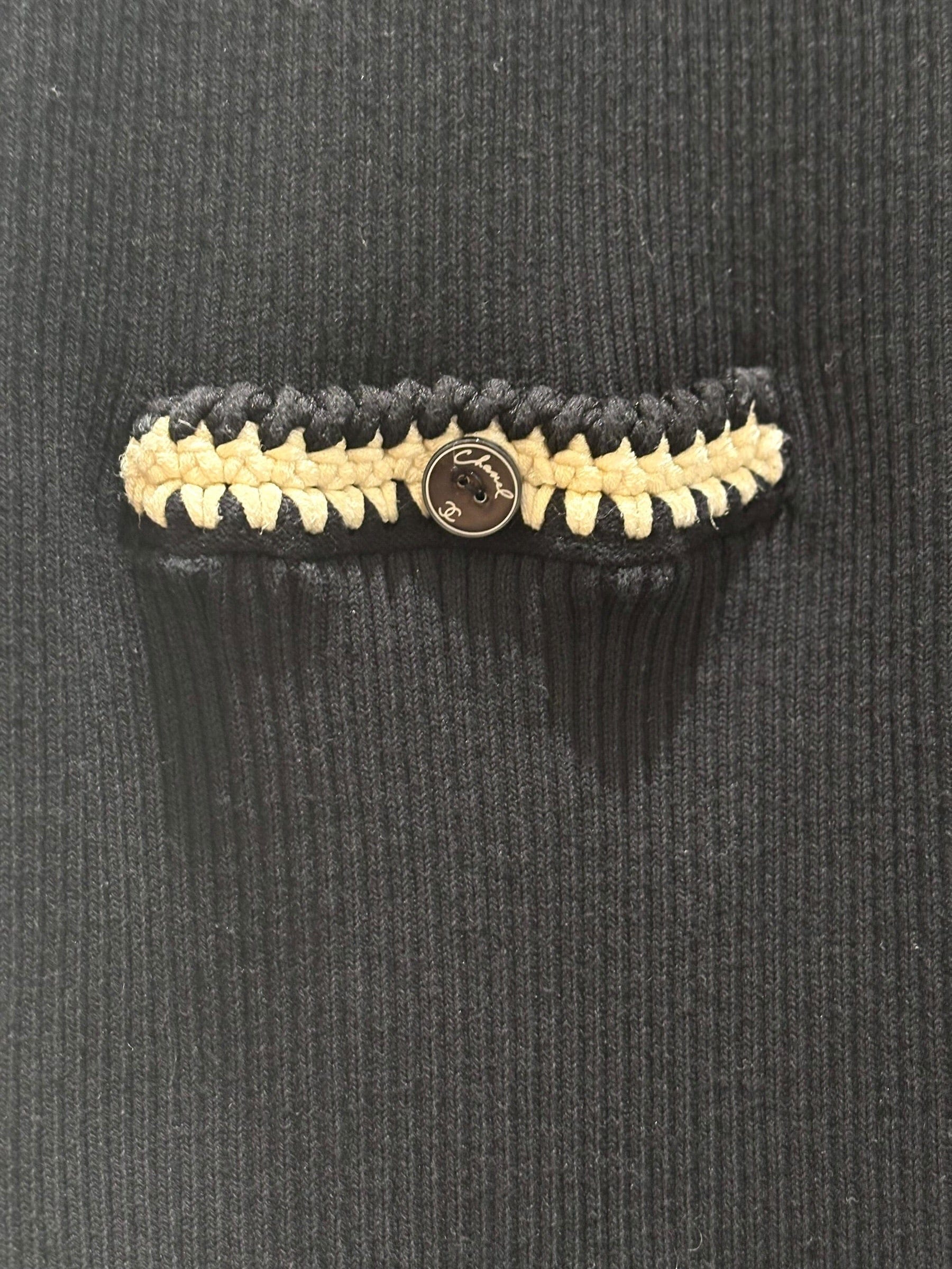 Chanel Chanel Black Cotton CC Knit Dress #38