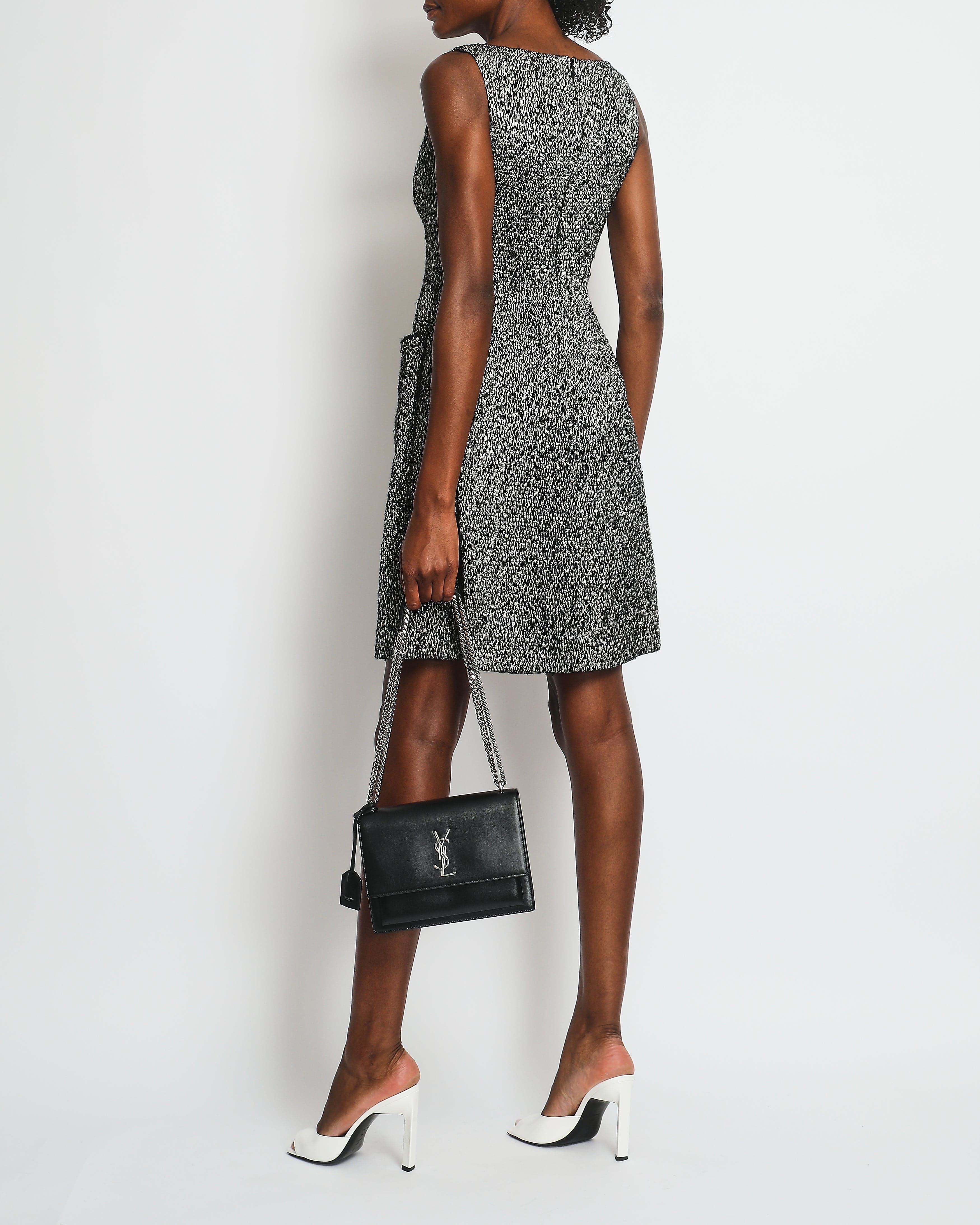 Chanel Chanel Grey and Black Tweed Sleeveless Mini Dress Size FR 38 (UK 10)