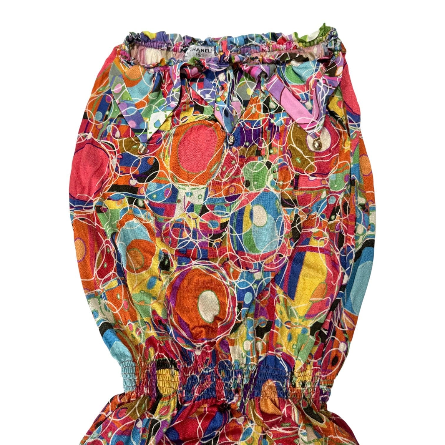 Chanel Chanel Multicolour Printed Silk Halter Neck Dress #34 08P