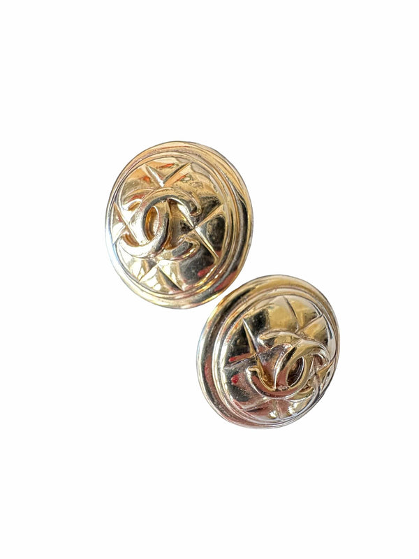 Chanel Chanel Large Vintage Button Clip on Earrings