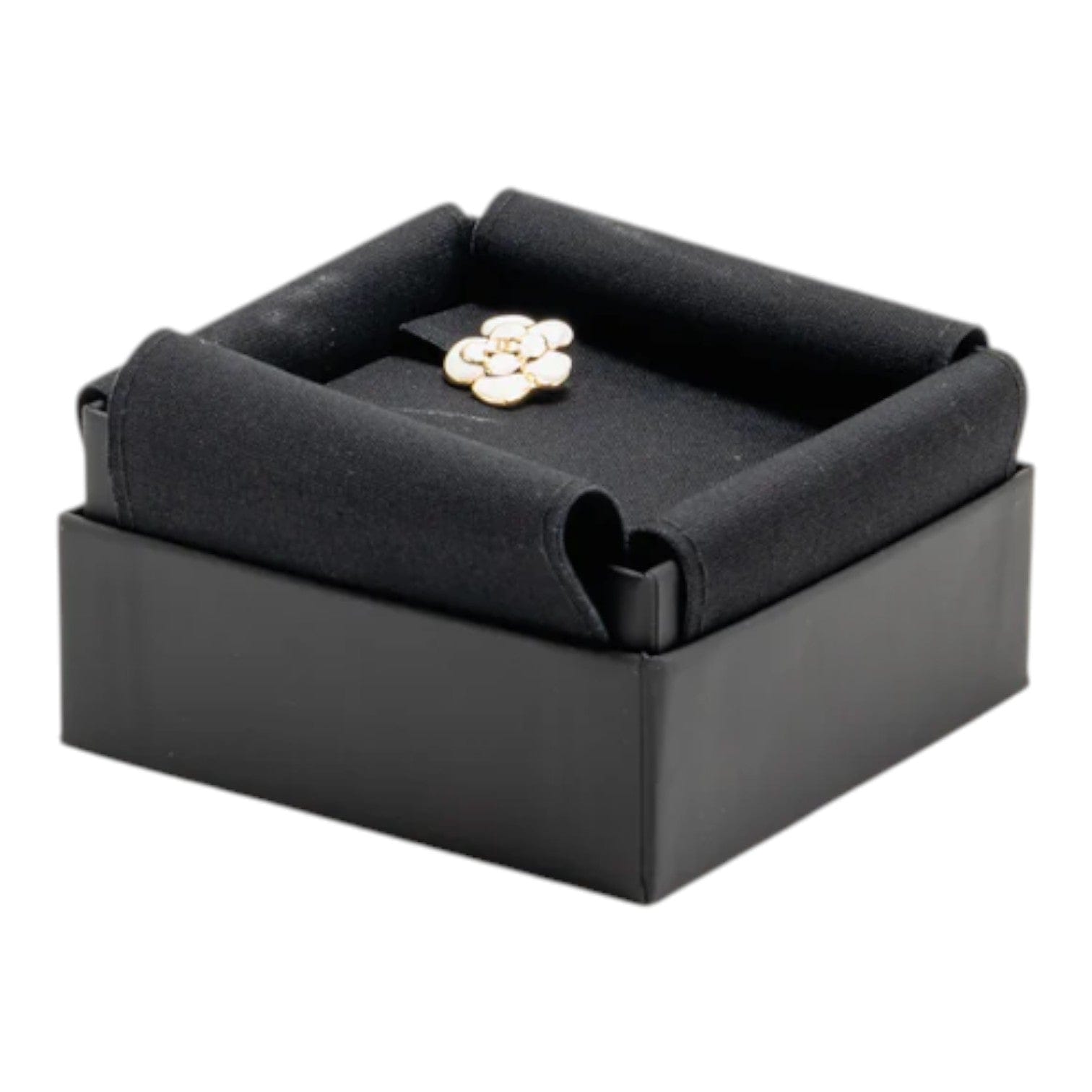 Chanel Chanel White Camellia Flower Stud Earrings Gold Tone