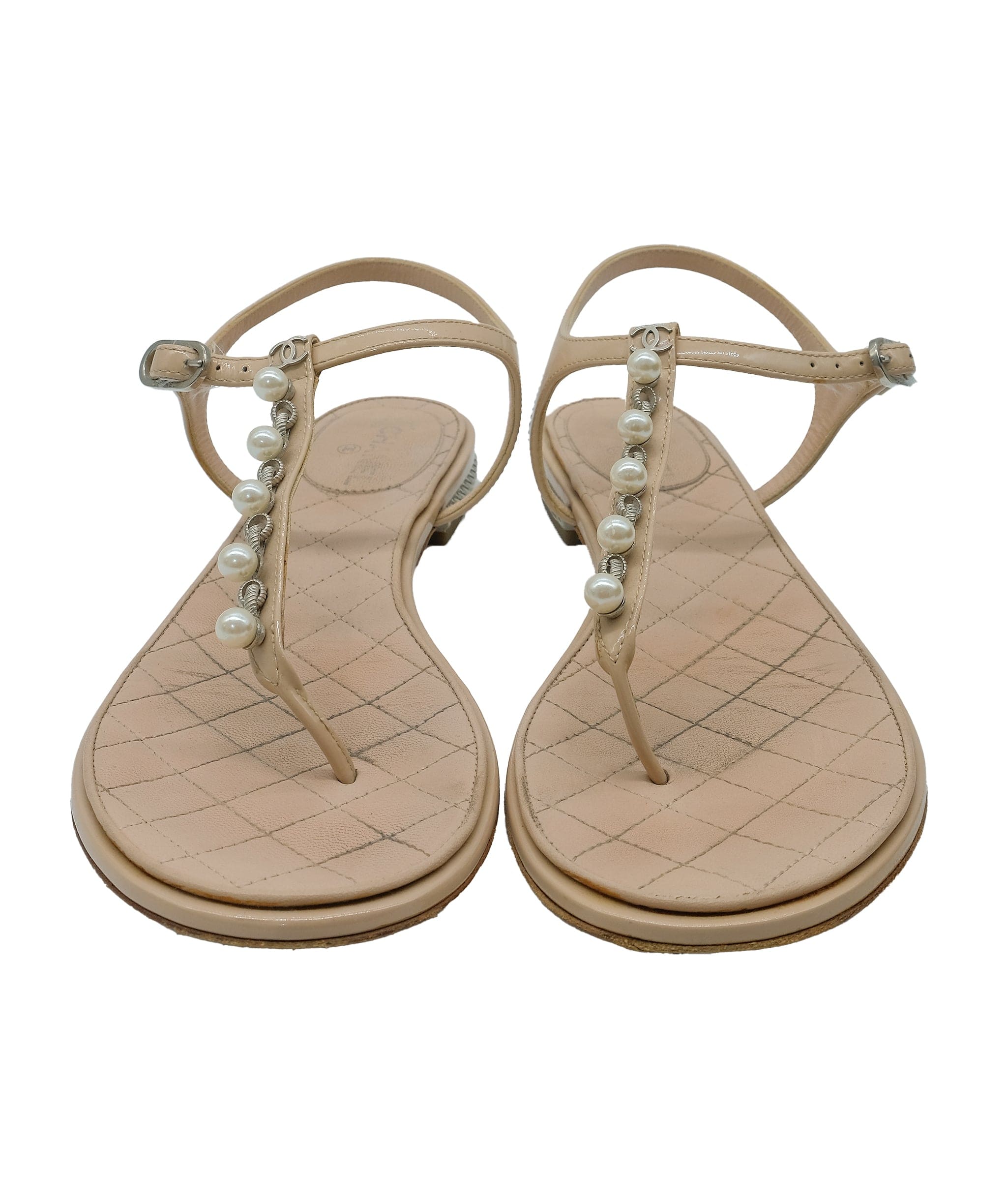 Chanel Chanel Beige Flat Sandals 36.5 C RJC3269