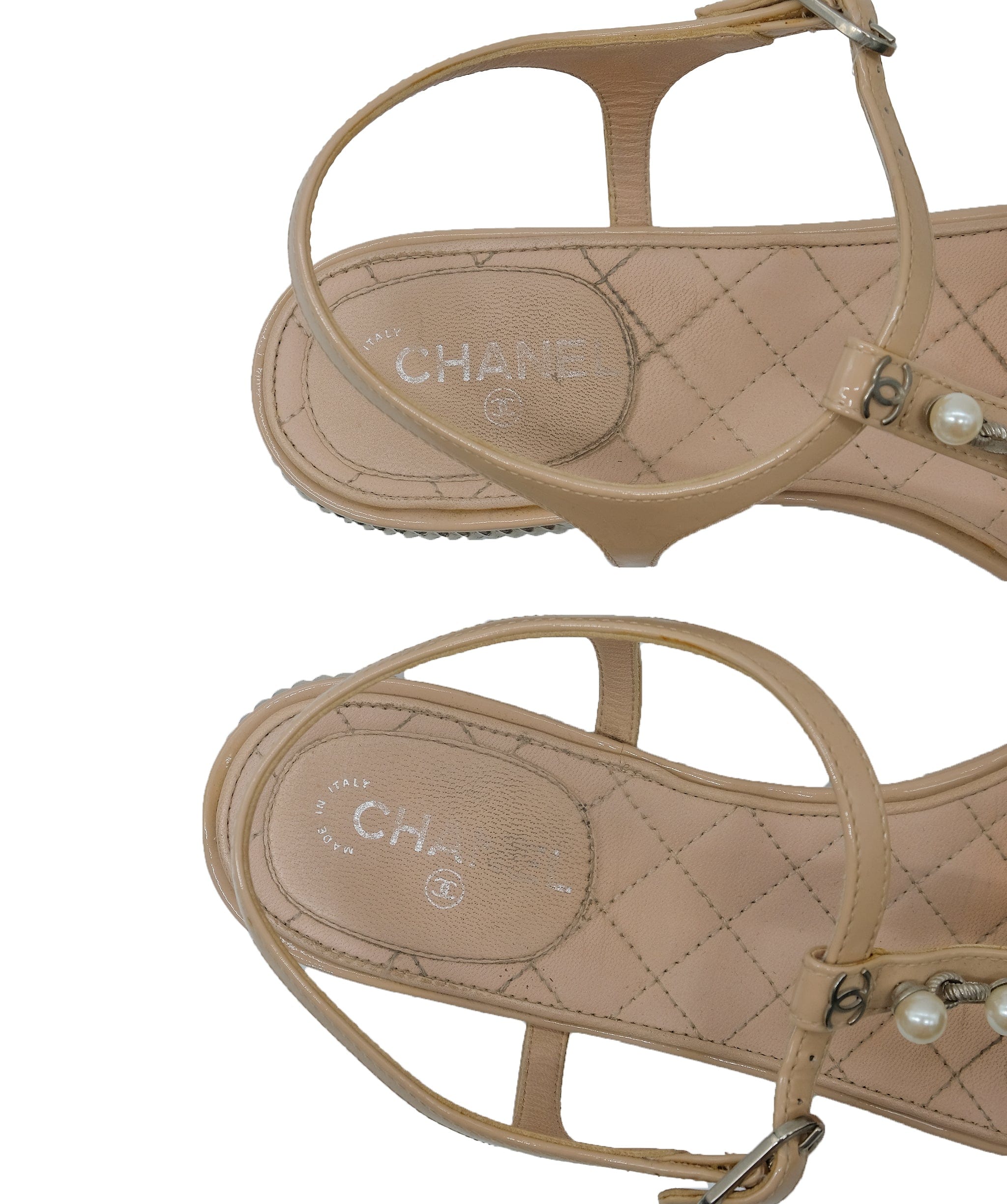 Chanel Chanel Beige Flat Sandals 36.5 C RJC3269