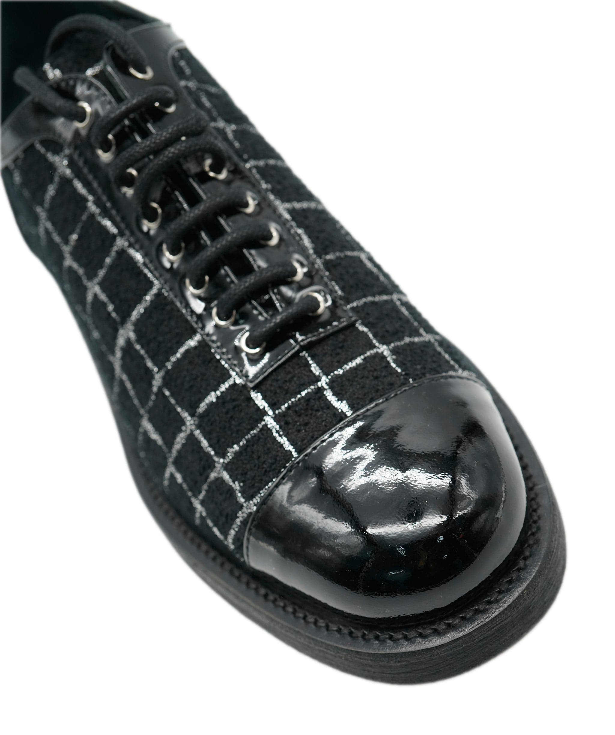 Chanel Chanel Black Patent CC Smart Loafers 38.5 ALC1133