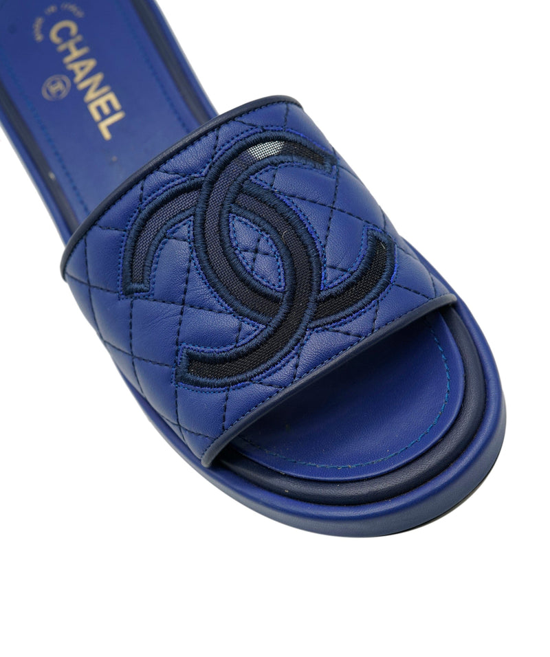 Chanel blue sliders with box size 39.5 AJC0503 LuxuryPromise