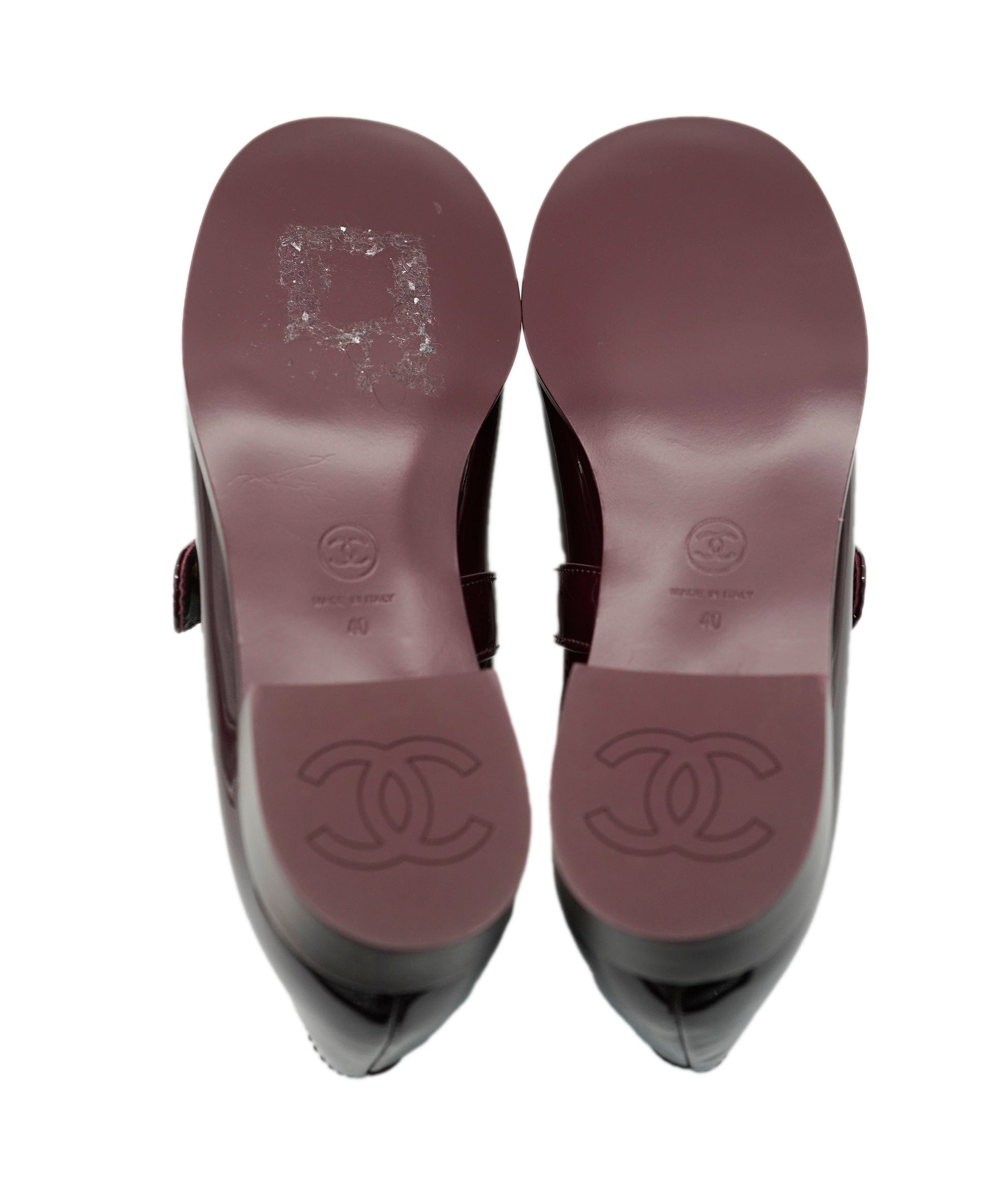 Chanel Chanel Mary Janes Patent Burgundy Leather Ballet Flats ALC1884