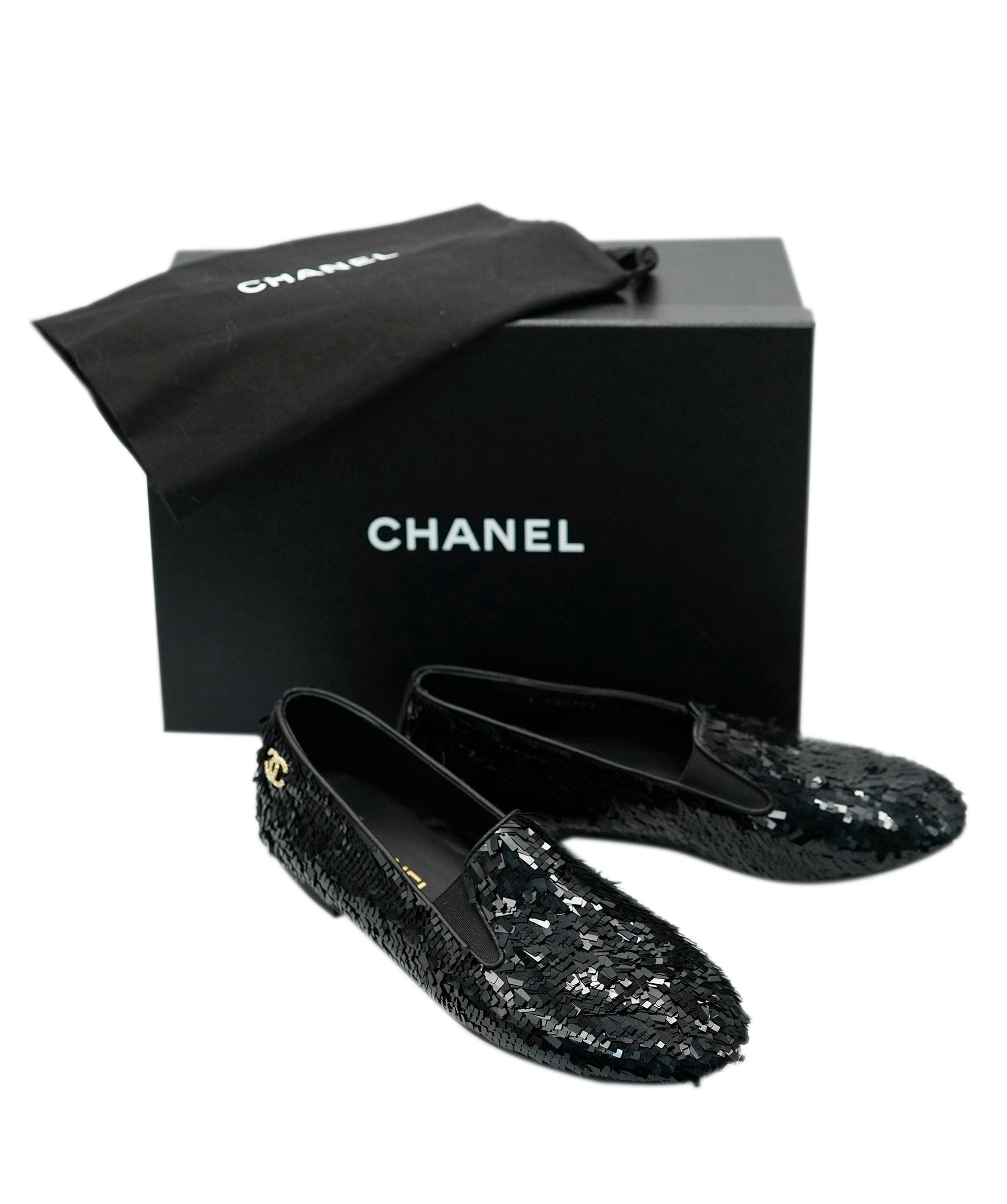 Chanel Chanel Sequin Loafers With CC Detail in Box  ALC1813