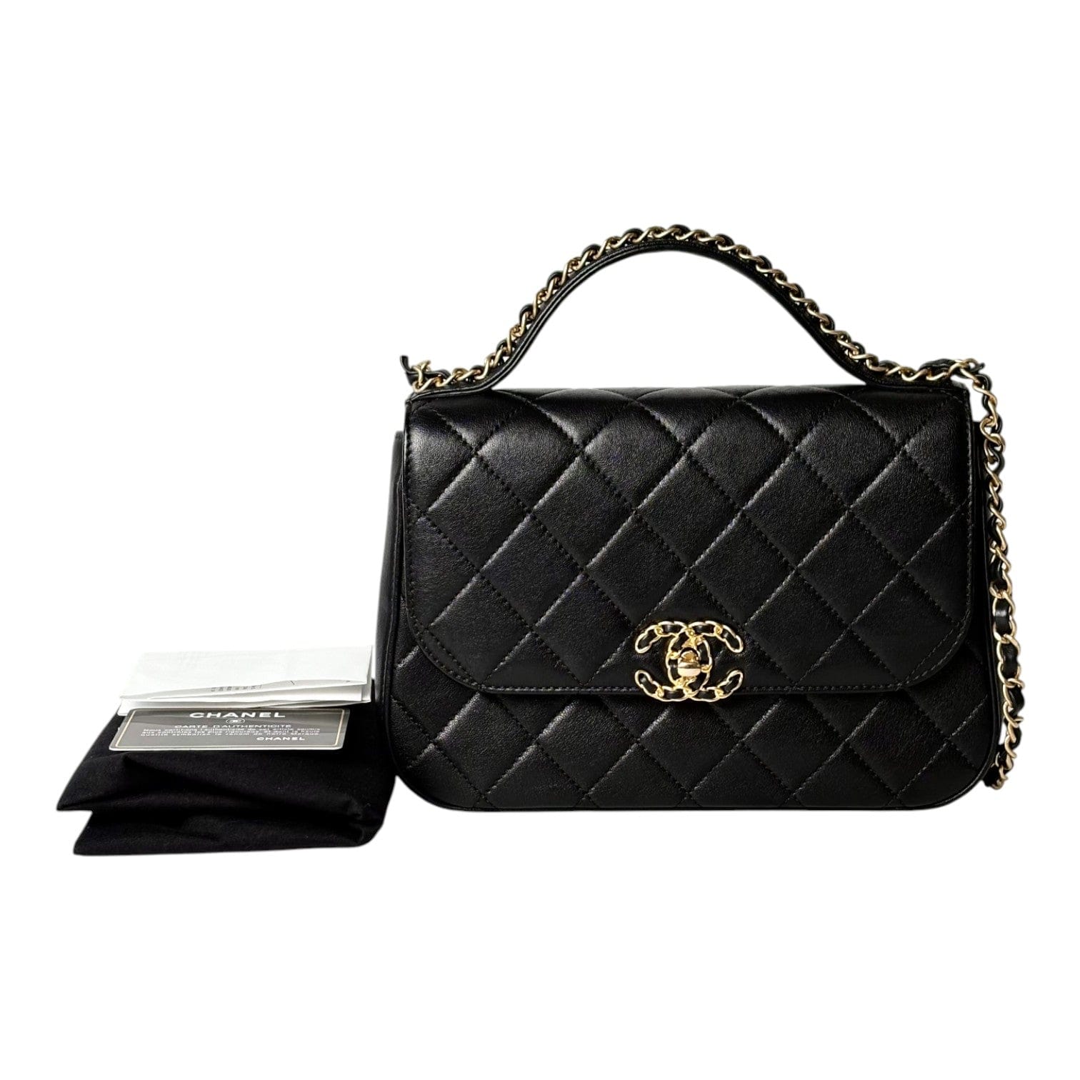 Chanel Chanel 19 Black Handle Chain Bag with GHW