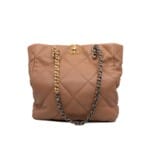 Chanel Chanel 19 East West Shopping Tote In Calfskin Dark Beige