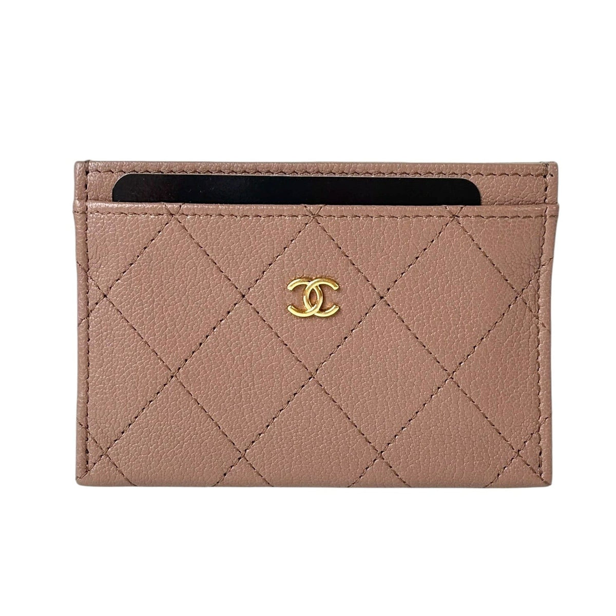 Chanel Chanel Beige Caviar Card Holder - in Box