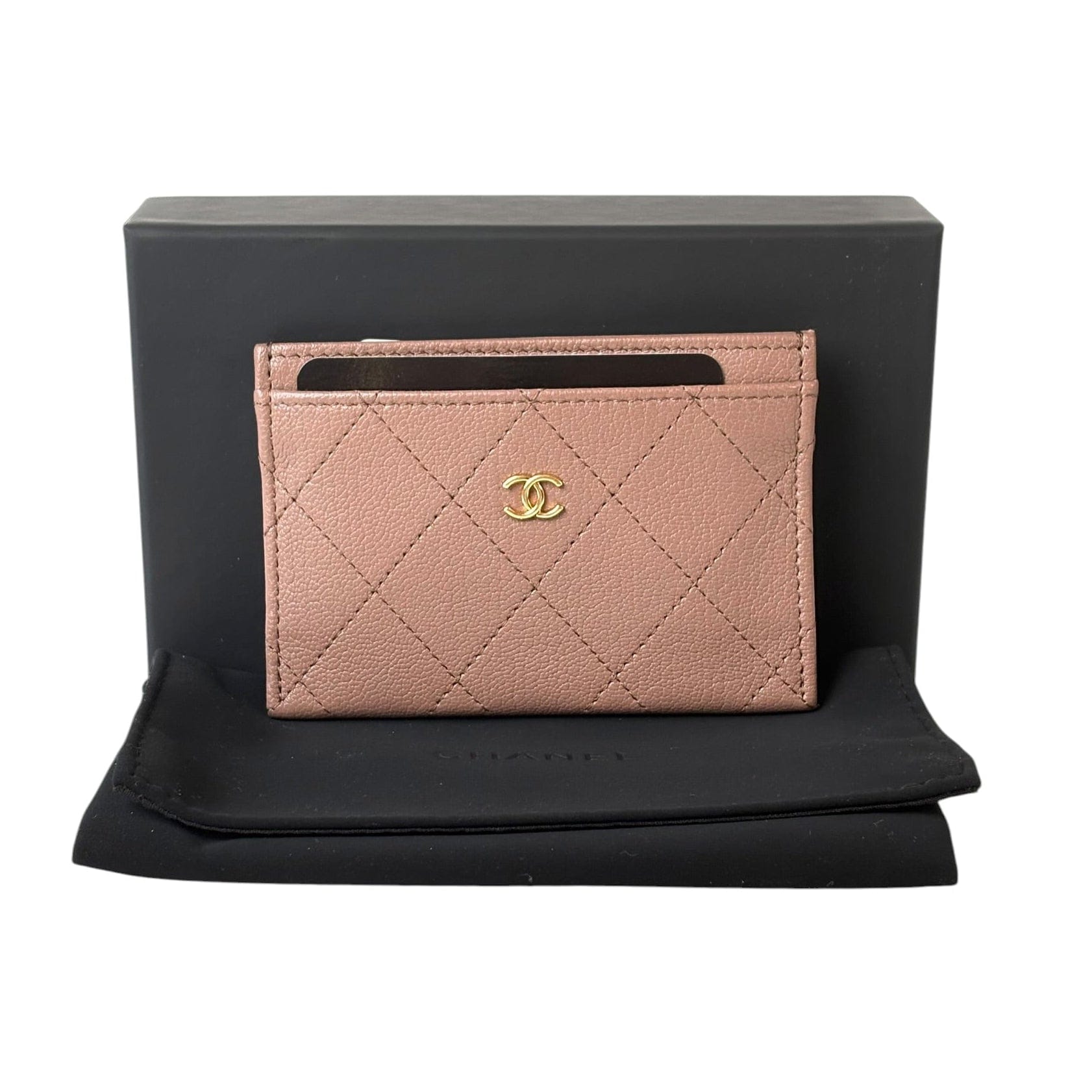 Chanel Chanel Beige Caviar Card Holder - in Box